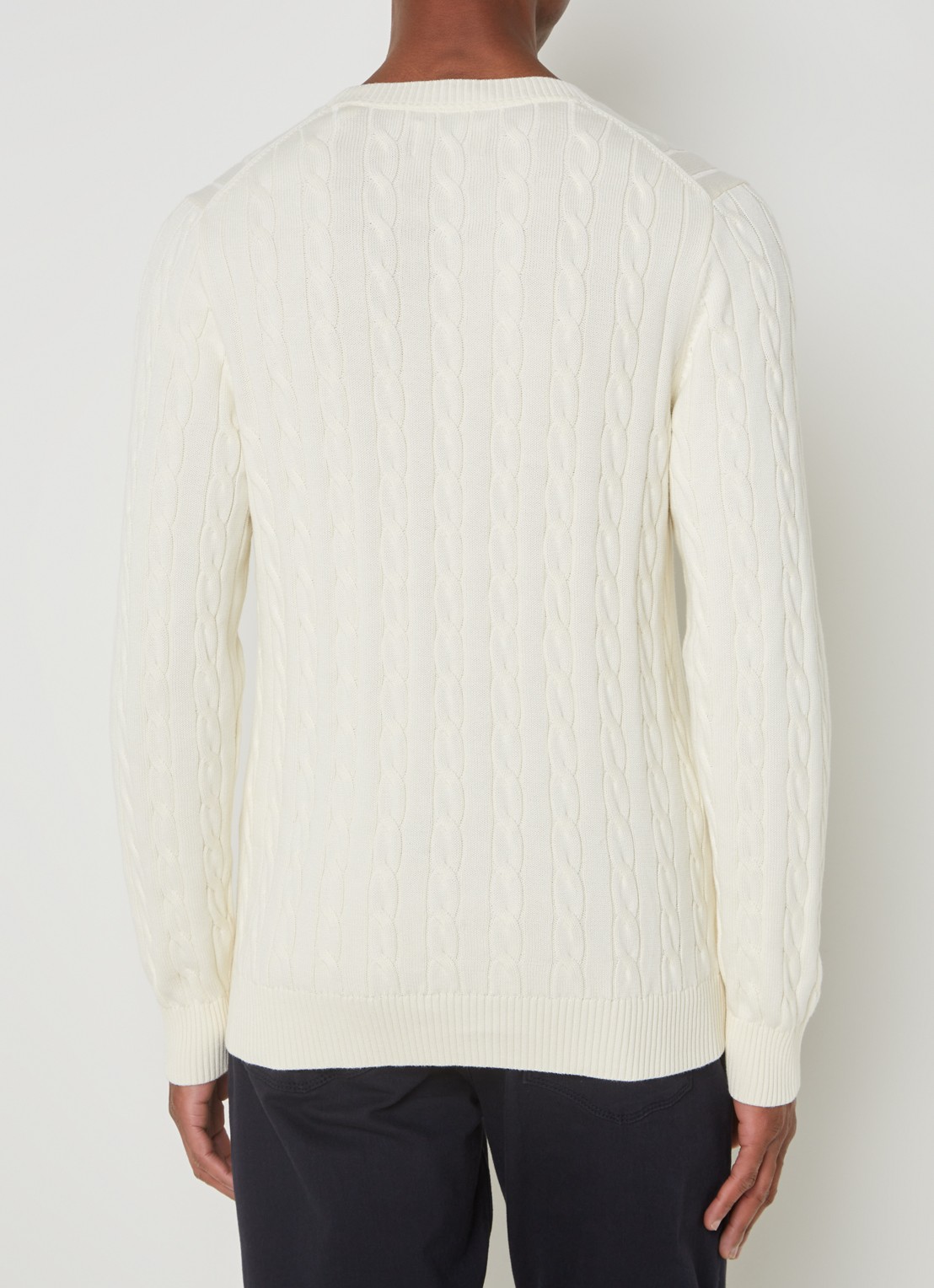Gant Kabelgebreide trui met logoborduring - achterkant creme