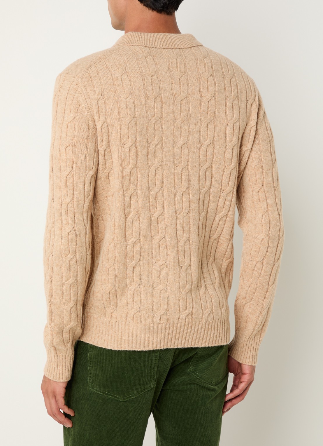Gant Kabelgebreide trui van lamswol - achterkant 4 beige