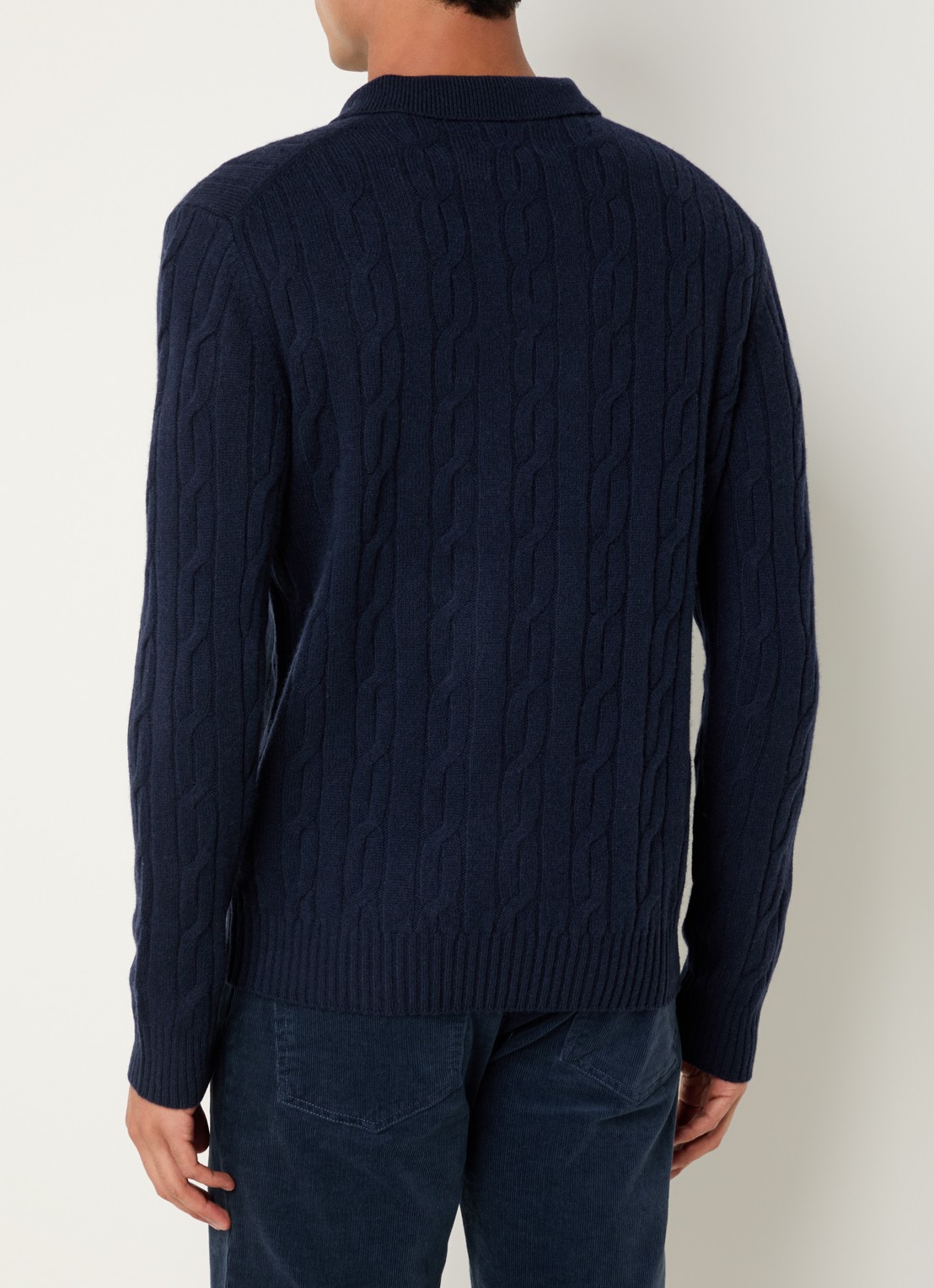 Gant Kabelgebreide trui van lamswol - achterkant 3 donkerblauw
