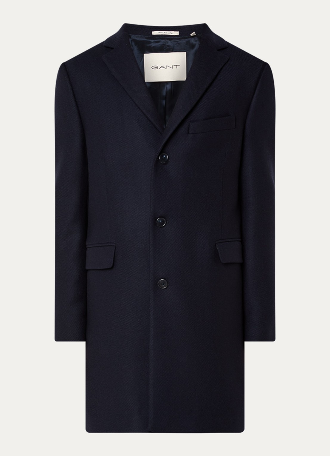Gant Mantel in kasjmierblend met klepzakken - voorkant donkerblauw