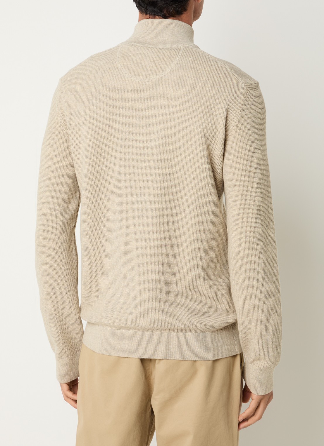 Gant Micro fijngebreid vest met logo - achterkant 2 naturel