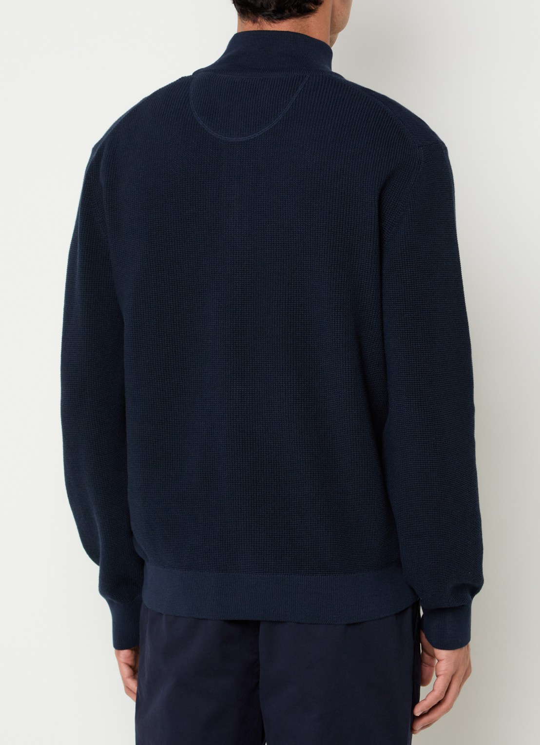 Gant Micro fijngebreid vest met logo - achterkant donkerblauw