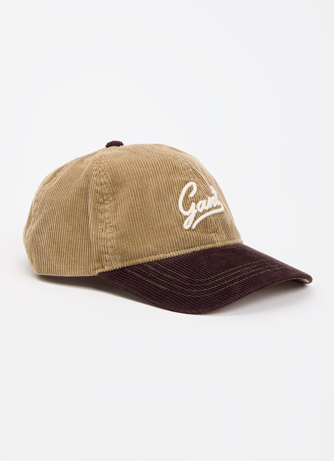 Gant Pet van corduroy met logoborduring  - voorkant camel