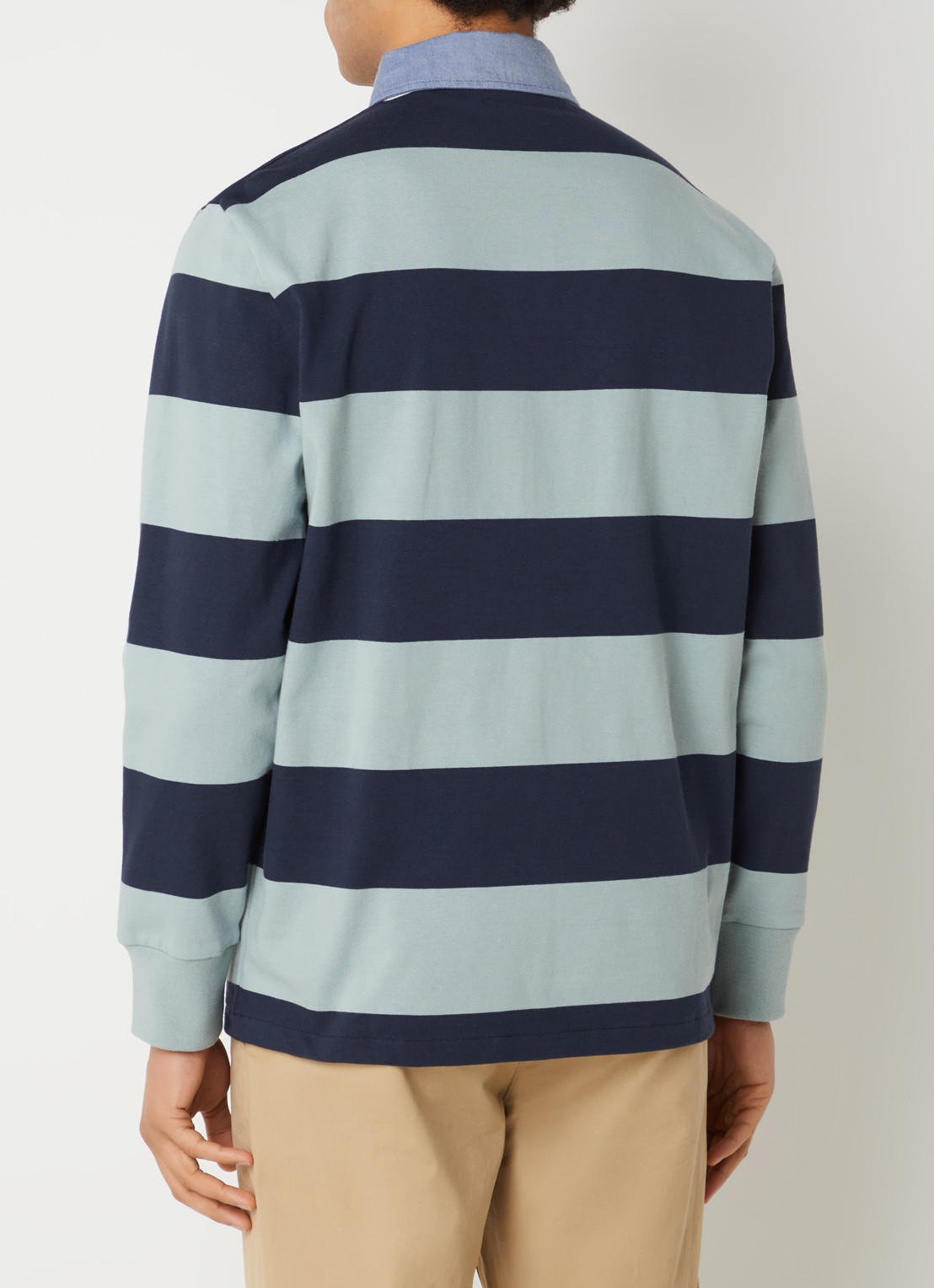Gant Polo met streeprint - achterkant donkerblauw