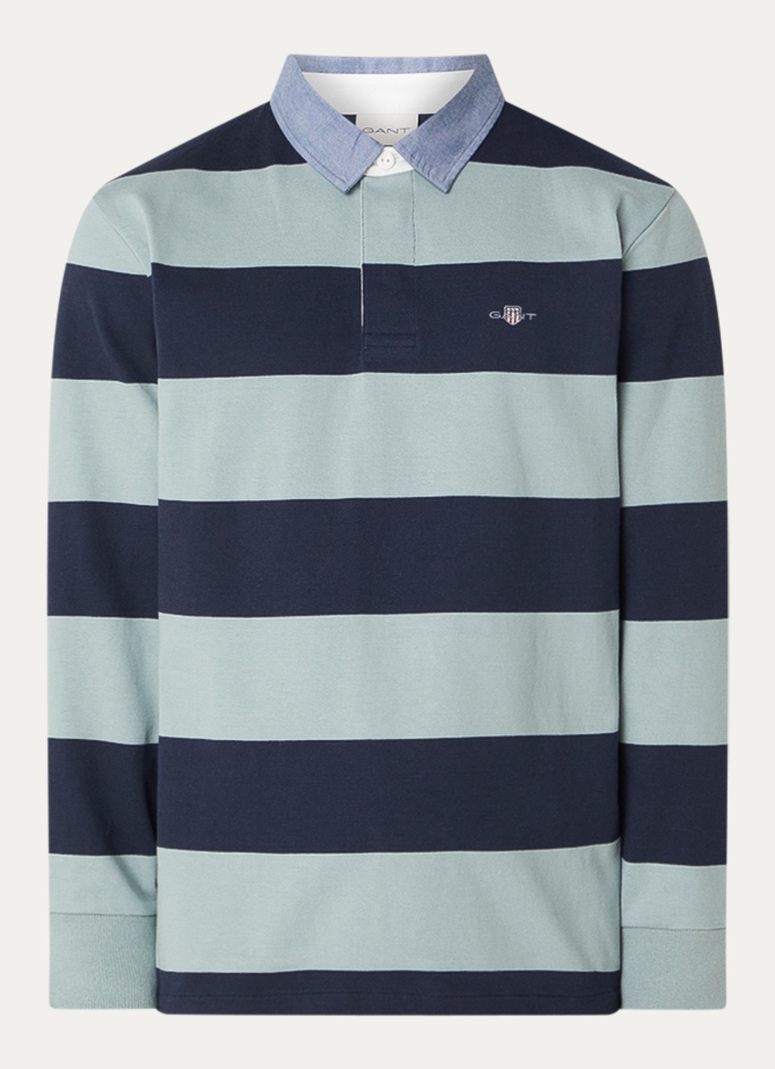 Gant Polo met streeprint - voorkant 3 donkerblauw