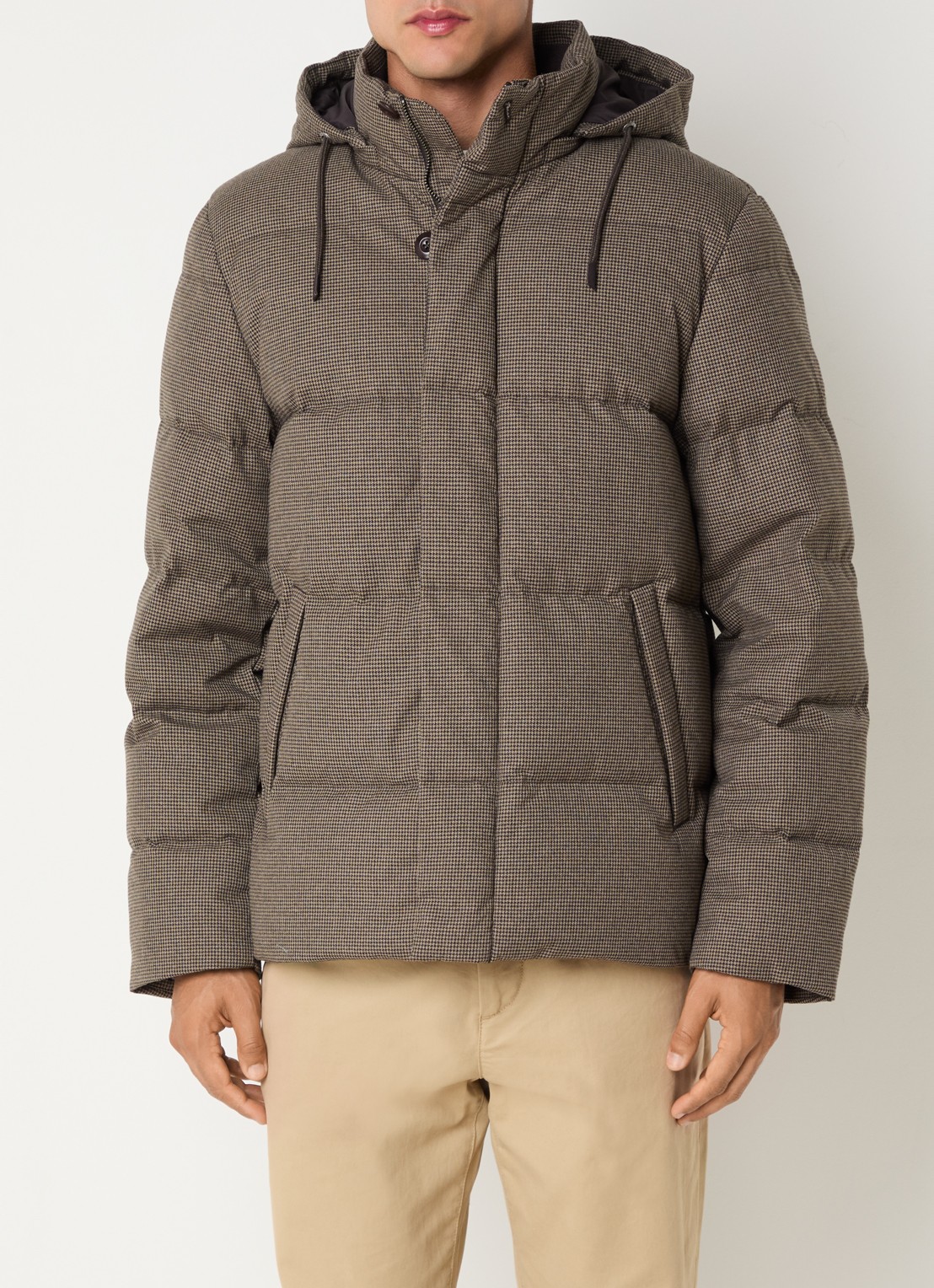 Gant Puffer jack met pied-de-poule dessin - detail donkerbeige