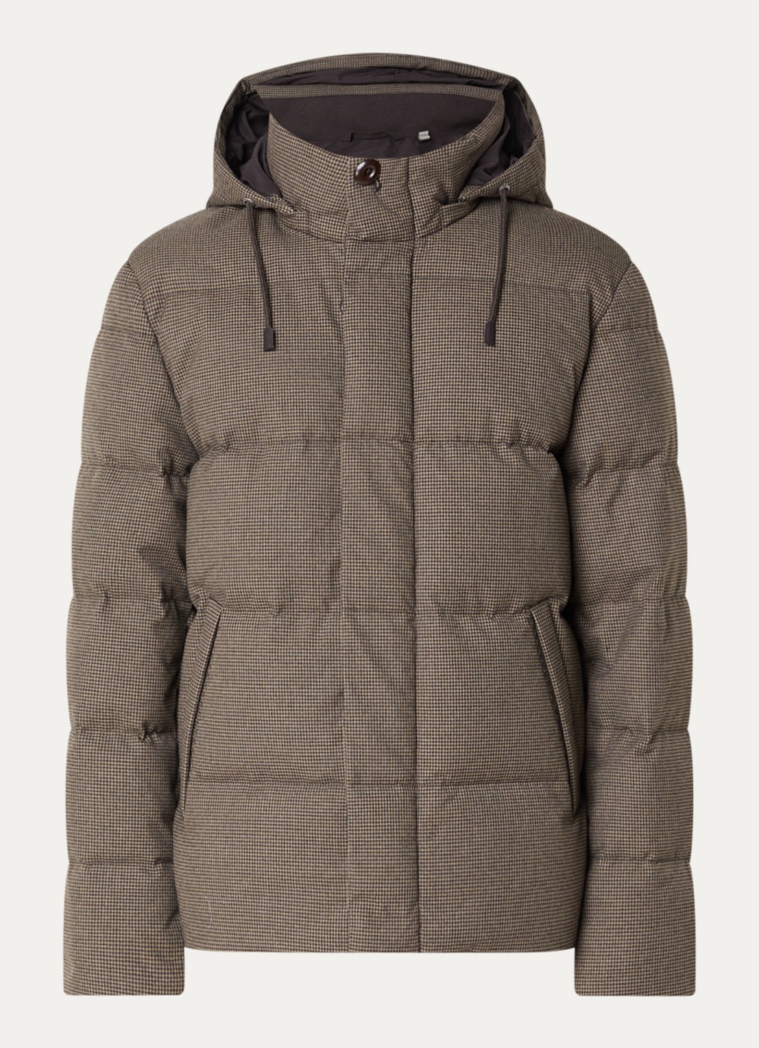 Gant Puffer jack met pied-de-poule dessin - voorkant 3 donkerbeige