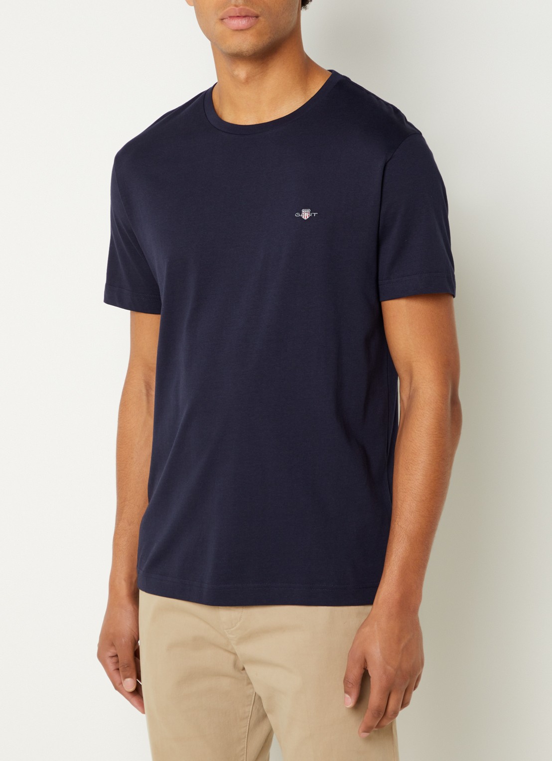 Gant Reg Shield t-shirt met logo - detail donkerblauw