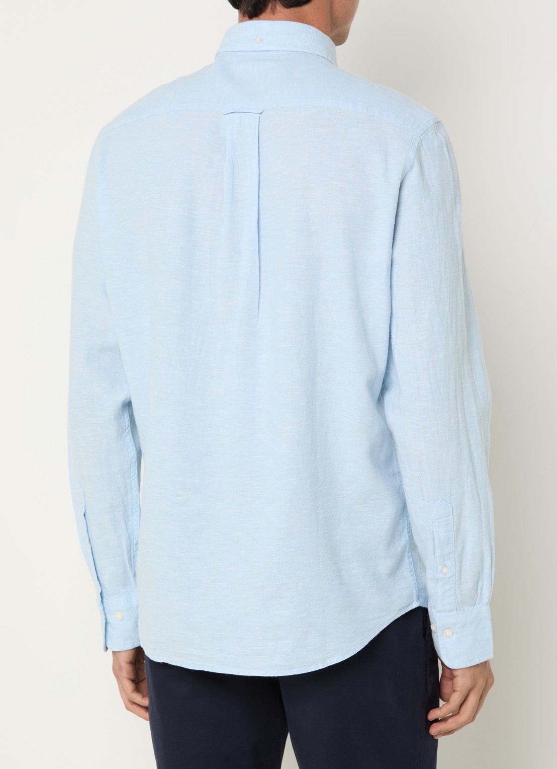Gant Regular fit overhemd in linnenblend met logoborduring - achterkant lichtblauw