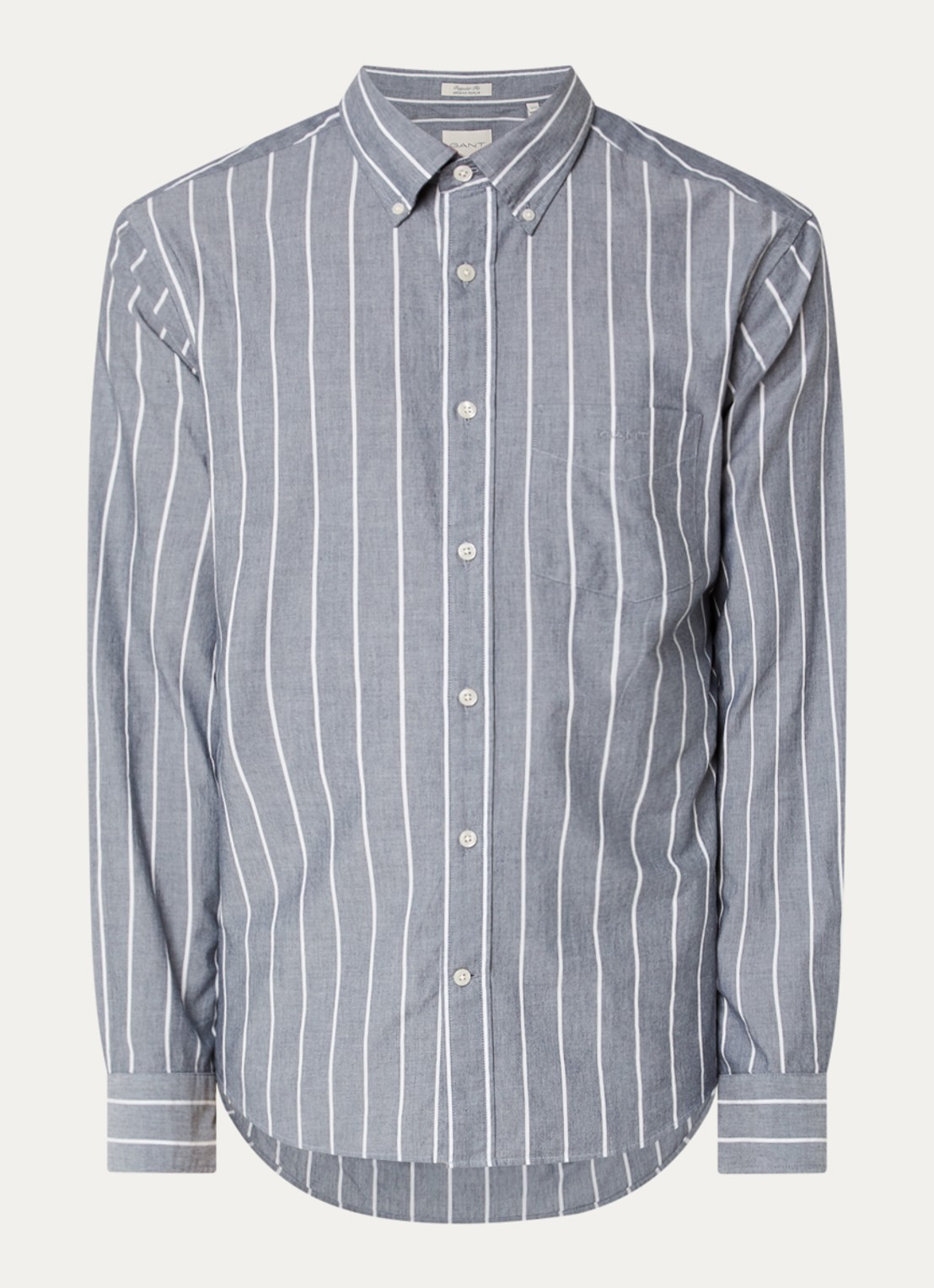 Gant Regular fit overhemd met borstzak en streepprint - voorkant grijs