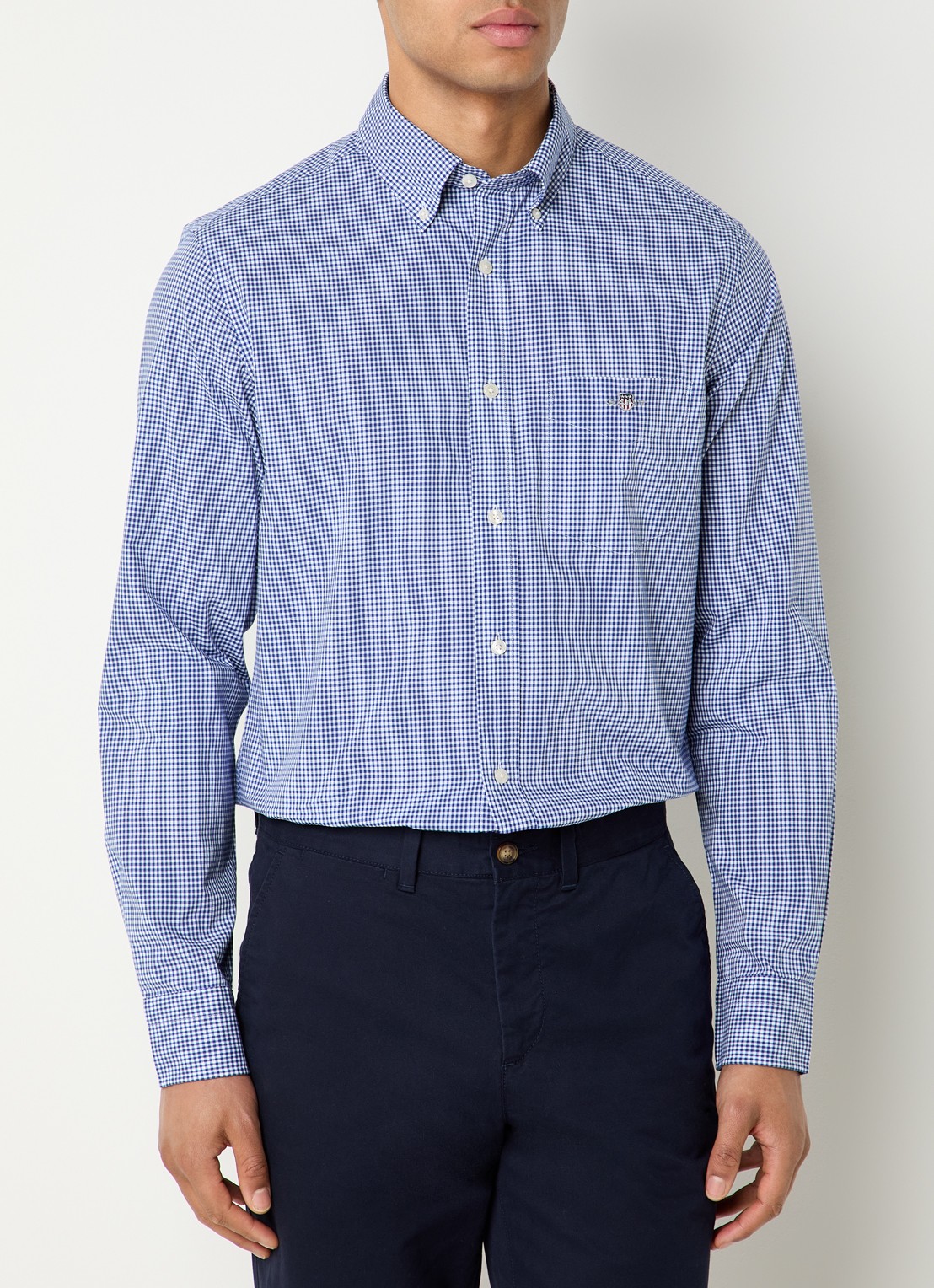 Gant Regular fit overhemd met borstzak - detail 4 kobaltblauw