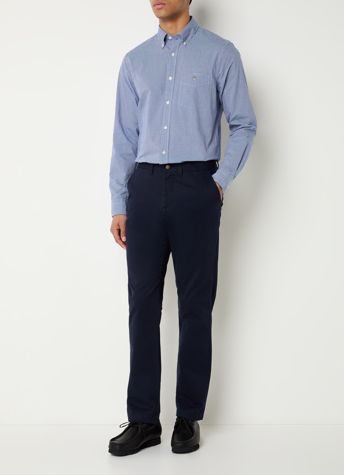 Gant Regular fit overhemd met borstzak - voorkant 2 kobaltblauw