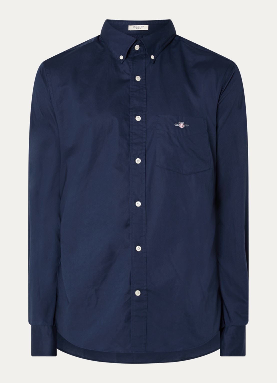 Gant Regular fit overhemd met logoborduring - voorkant donkerblauw