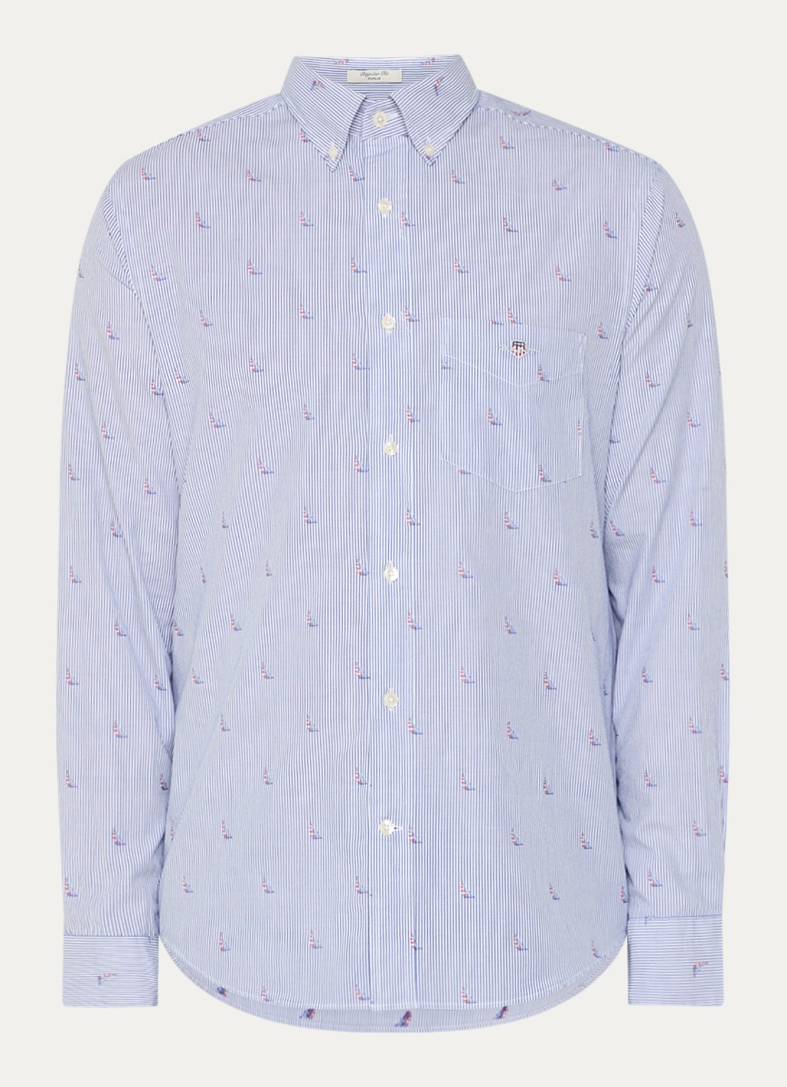 Gant Regular fit overhemd met print en borstzak - voorkant 4 royalblauw