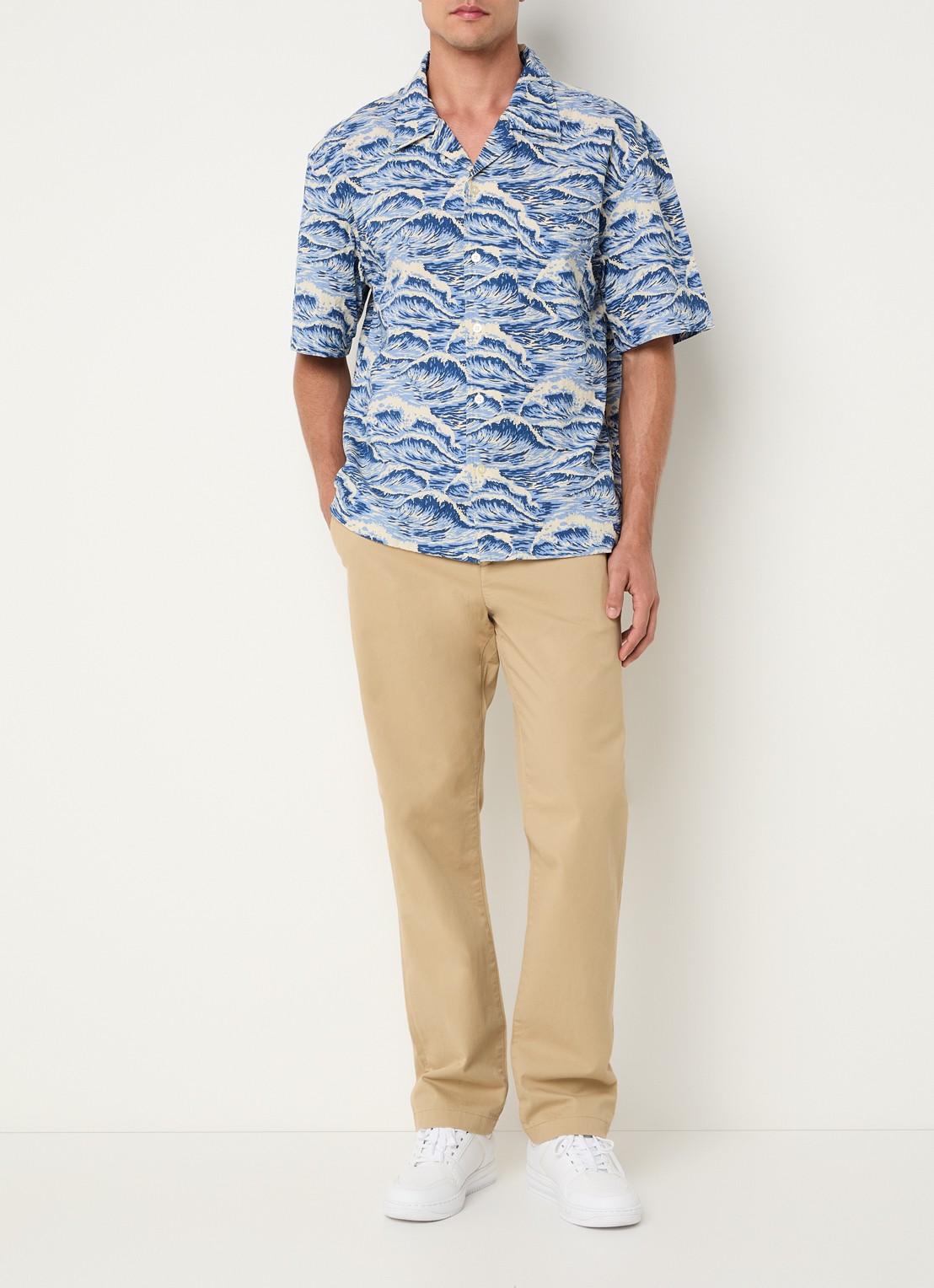 Gant Regular fit overhemd met print - voorkant 3 lichtblauw