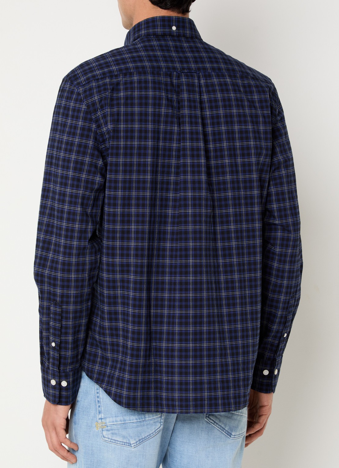Gant Regular fit overhemd met ruitdessin en borstzak - achterkant 3 donkerblauw