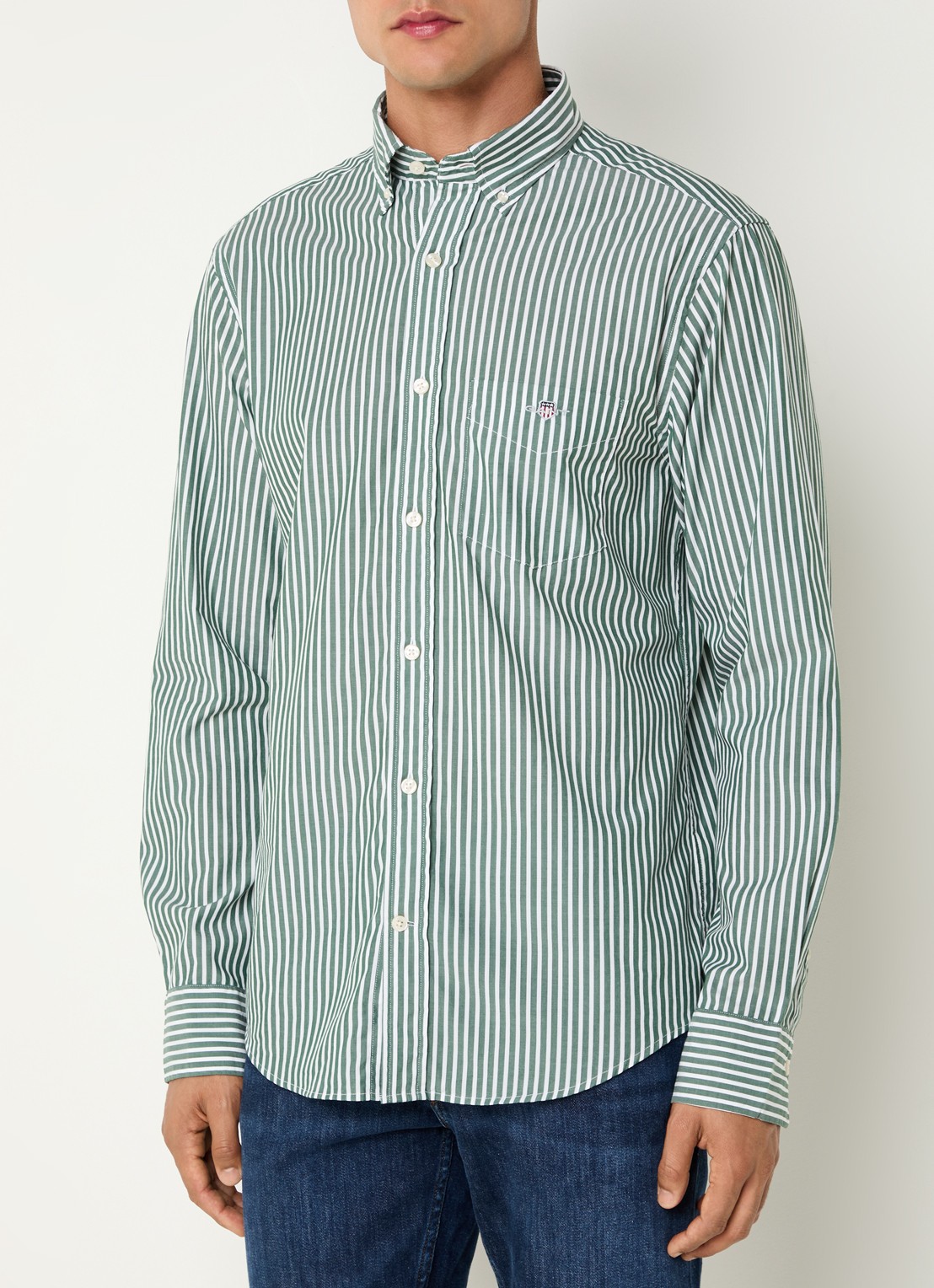 Gant Regular fit overhemd met ruitdessin en logoborduring - detail 3 groen