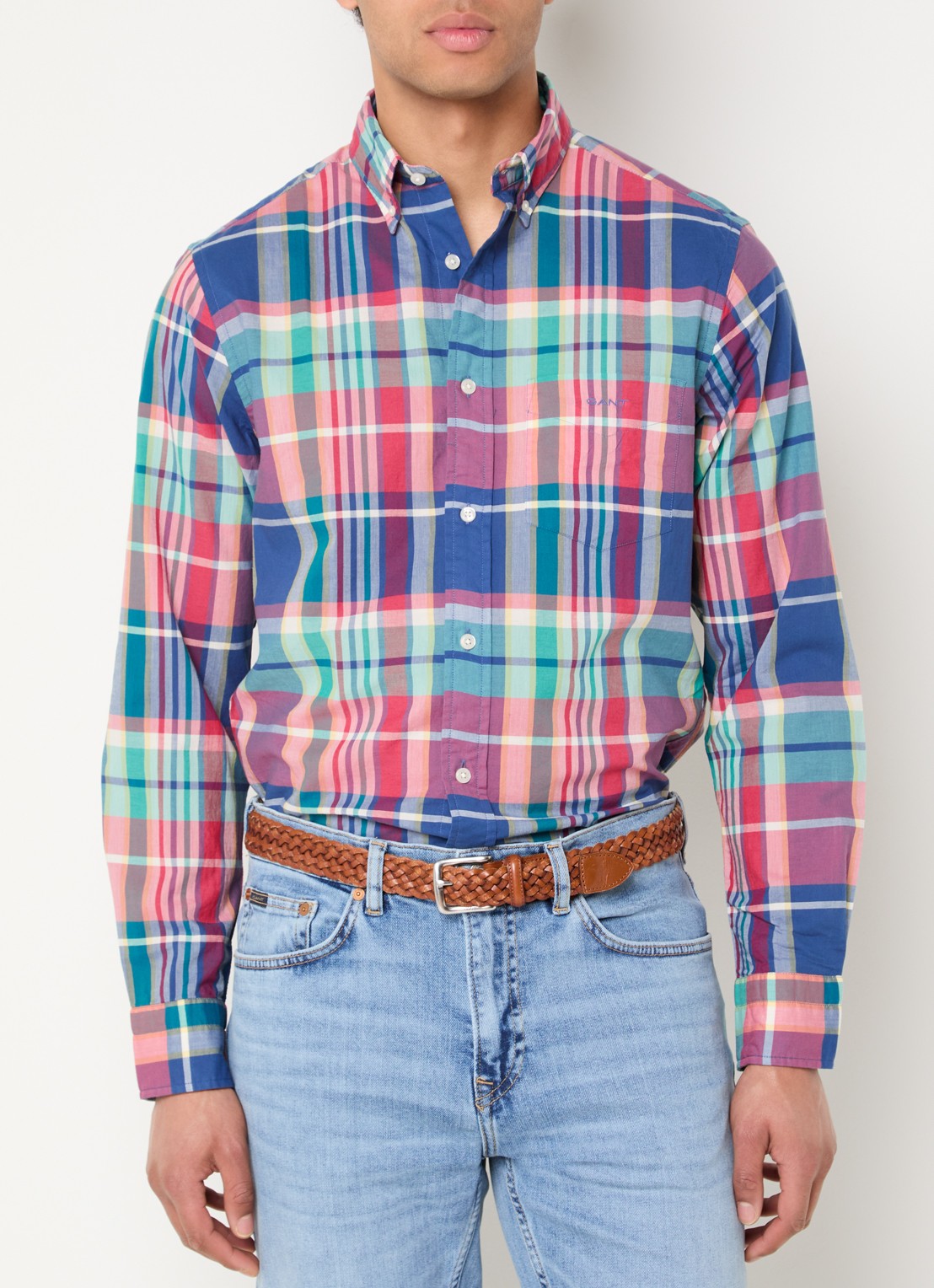Gant Regular fit overhemd met ruitdessin - detail 2 donkerblauw