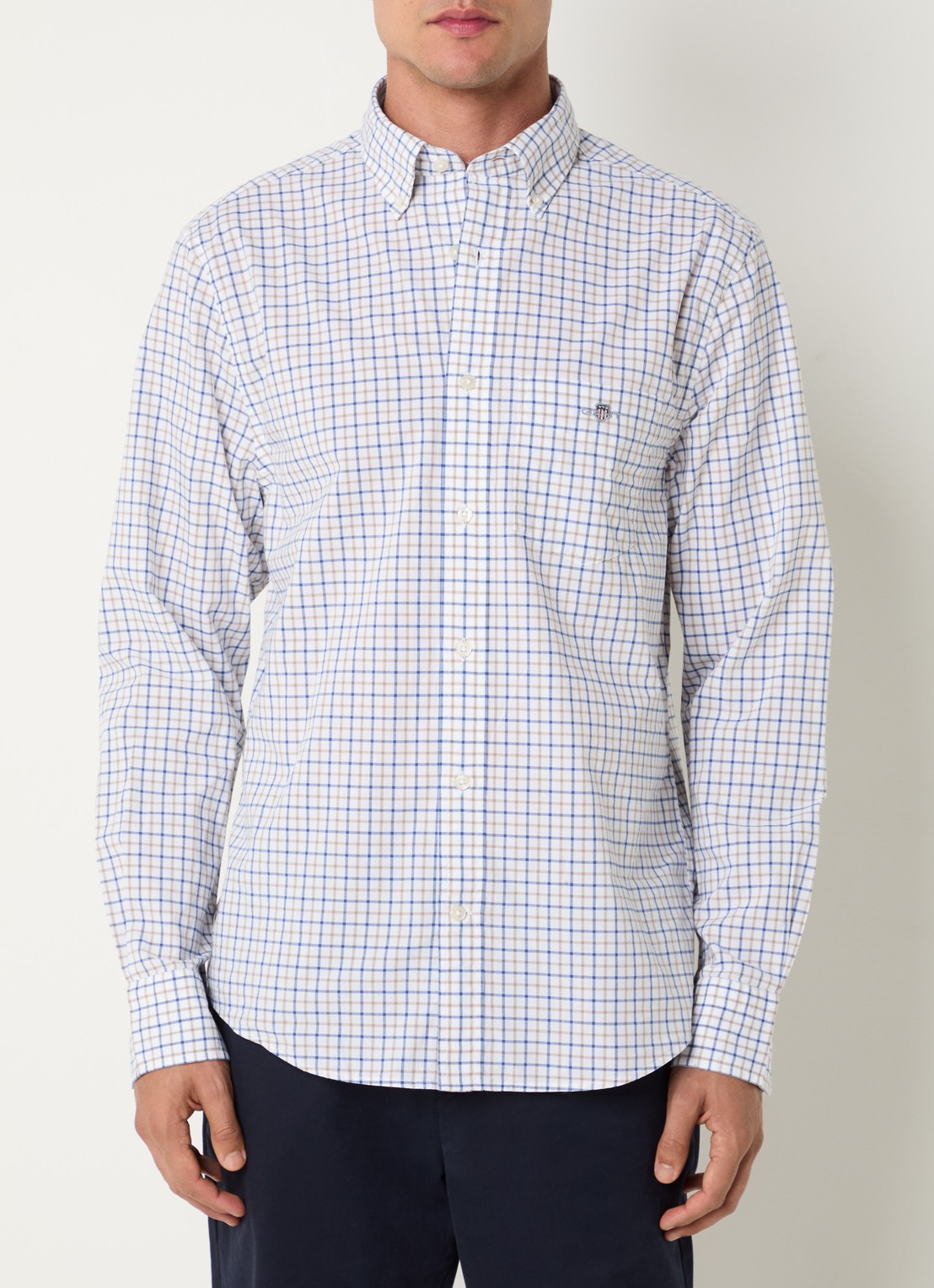 Gant Regular fit overhemd met streepprint - detail blauw