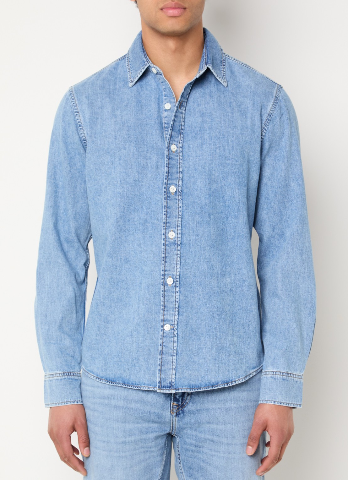 Gant Regular fit overhemd van chambray - detail 4 indigo