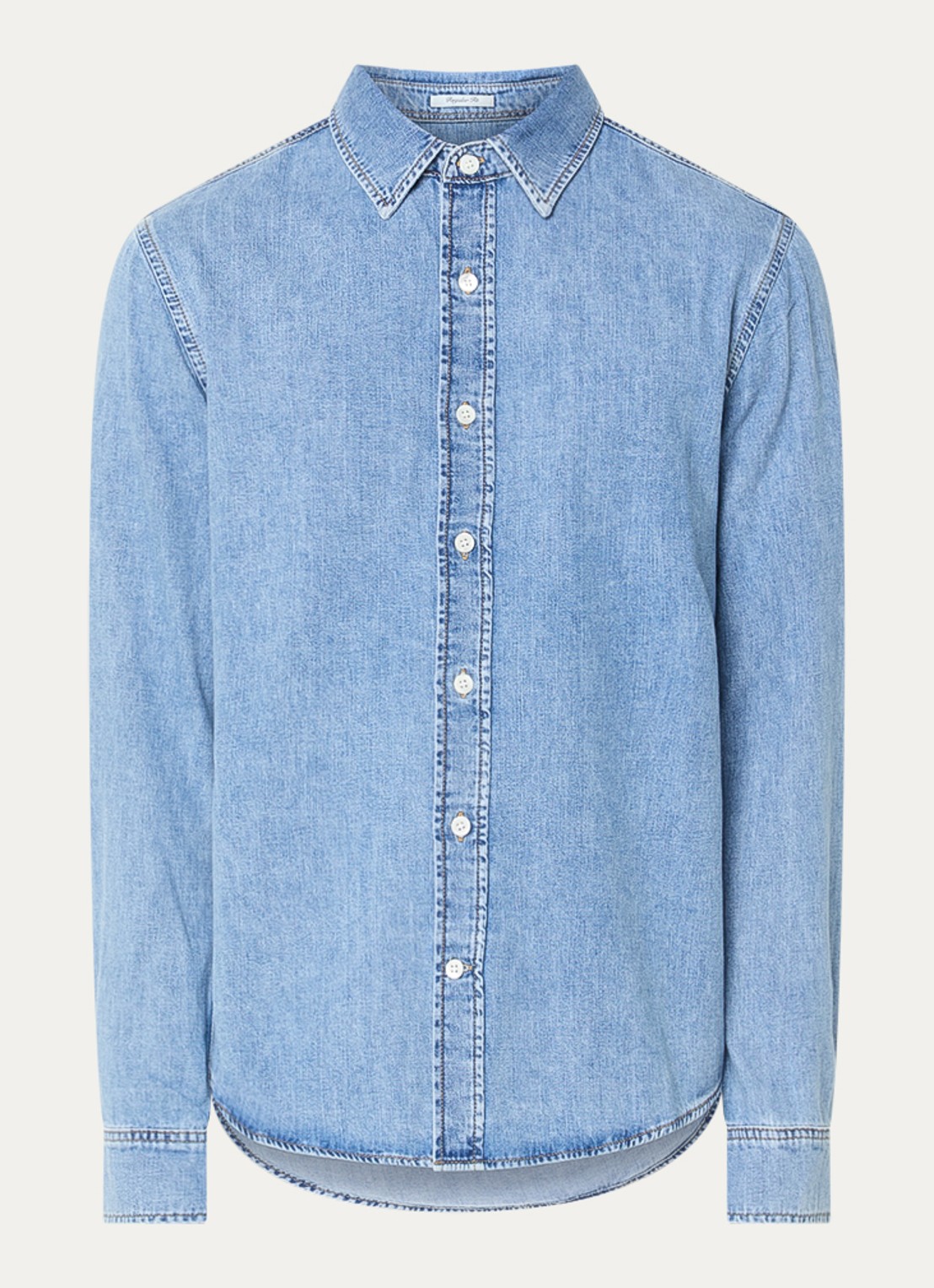 Gant Regular fit overhemd van chambray - voorkant indigo