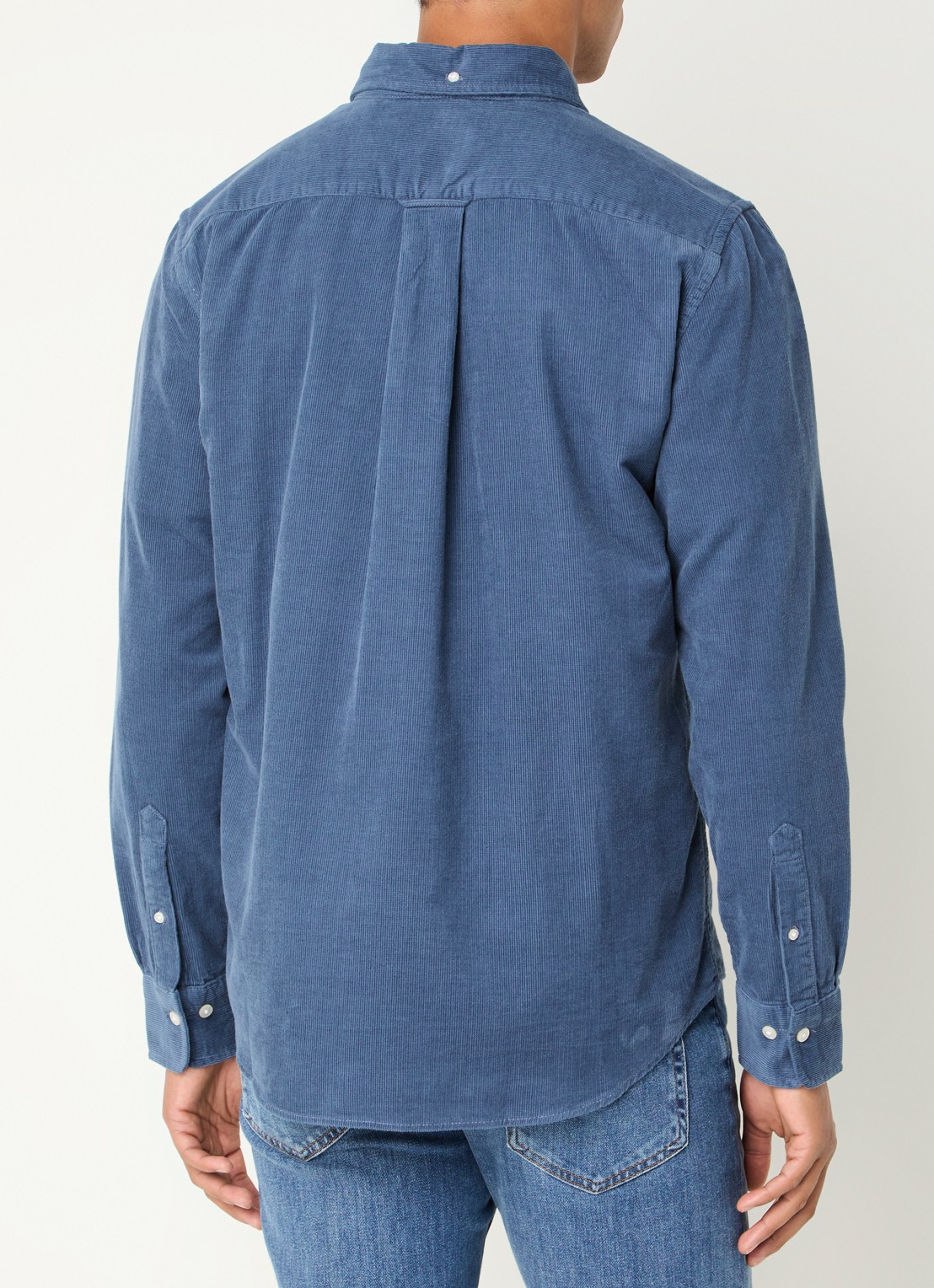 Gant Regular fit overhemd van corduroy met logoborduring - achterkant 2 staalblauw