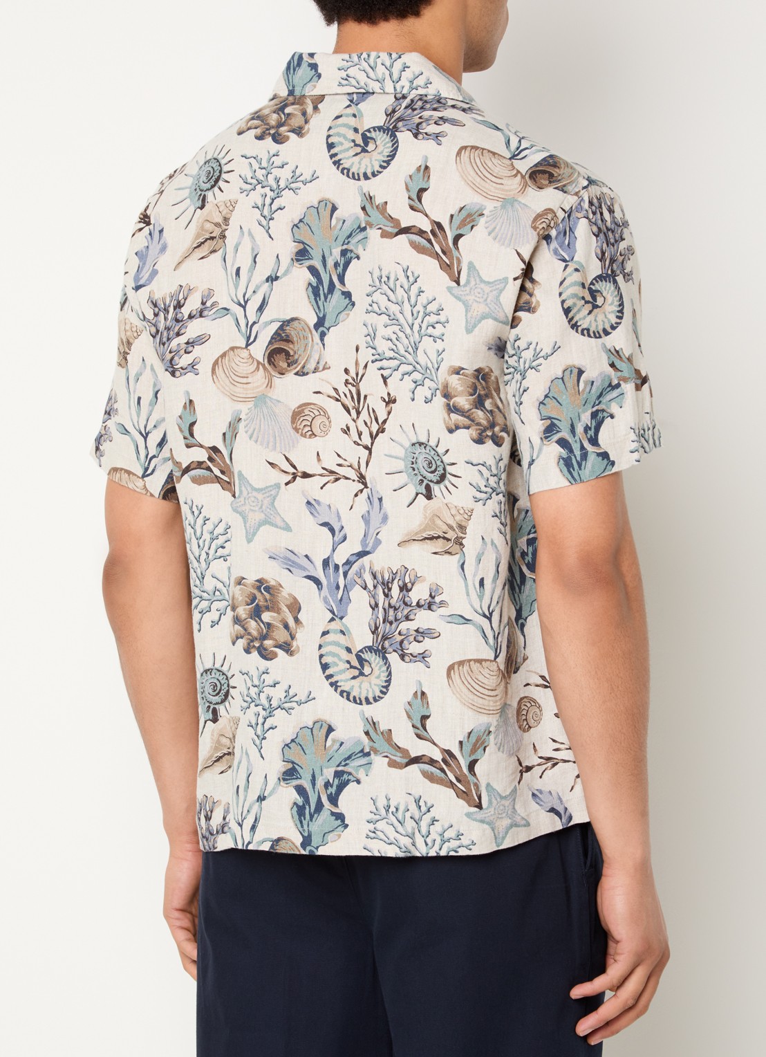 Gant Regular fit overhemd van linnen met print - achterkant 3 beige