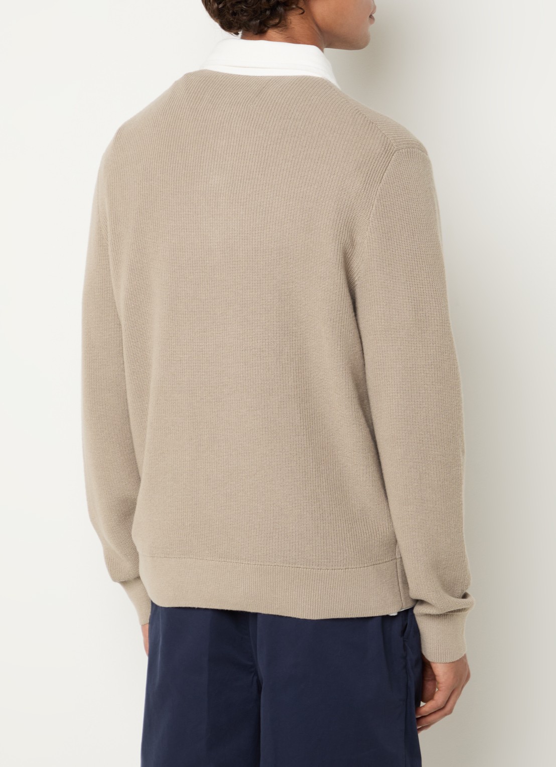 Gant Regular fit polo in wolblend - achterkant taupe