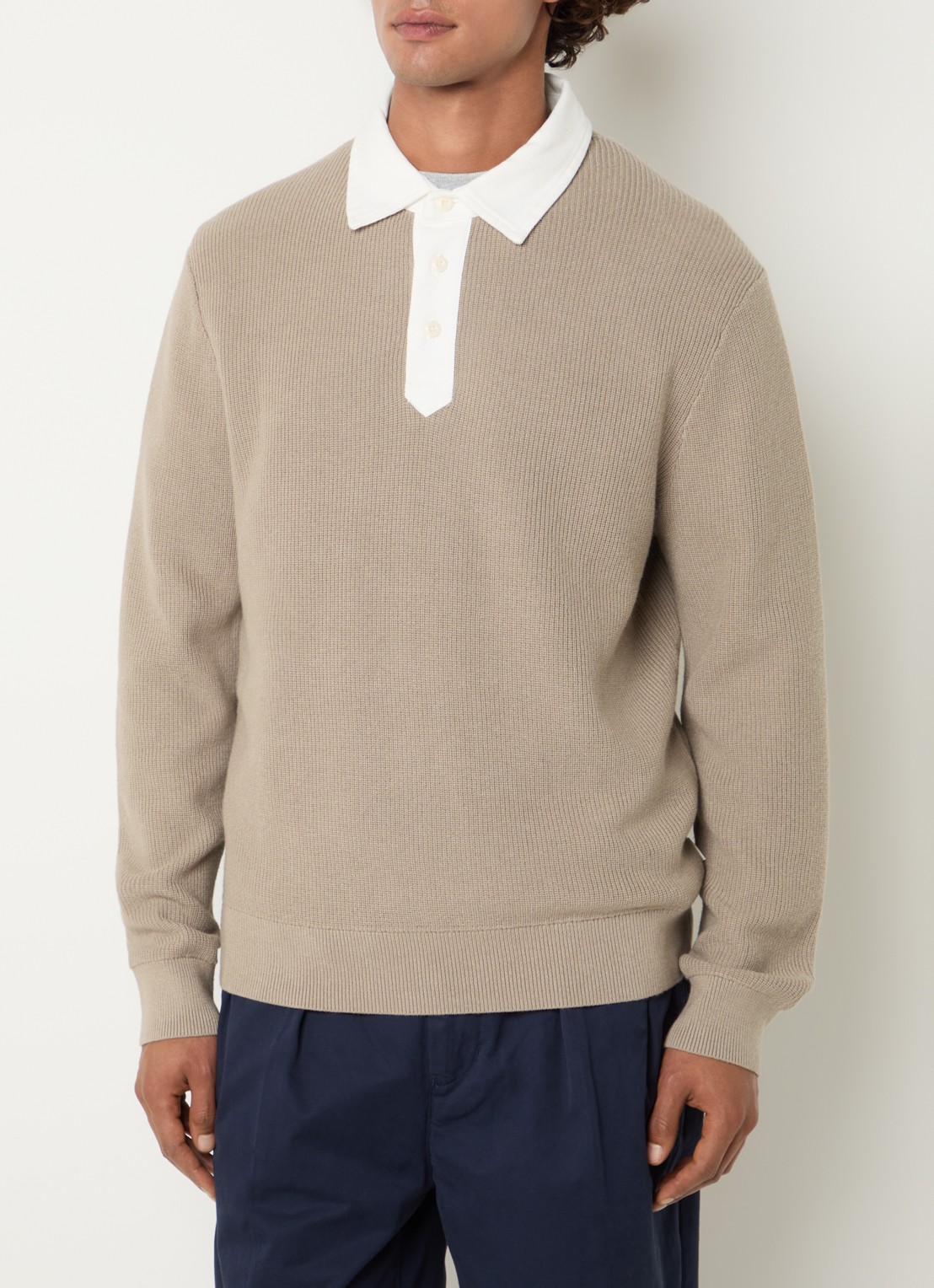 Gant Regular fit polo in wolblend - detail 2 taupe