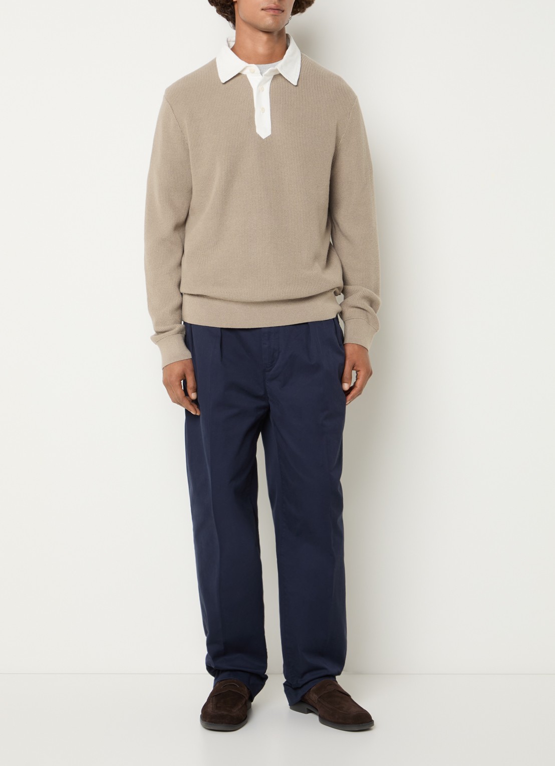 Gant Regular fit polo in wolblend - voorkant 4 taupe