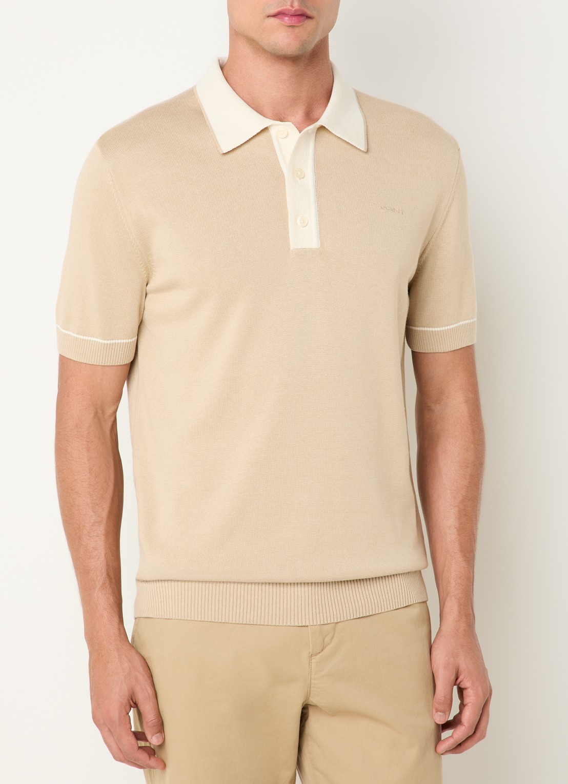 Gant Regular fit polo met logo - detail 4 beige