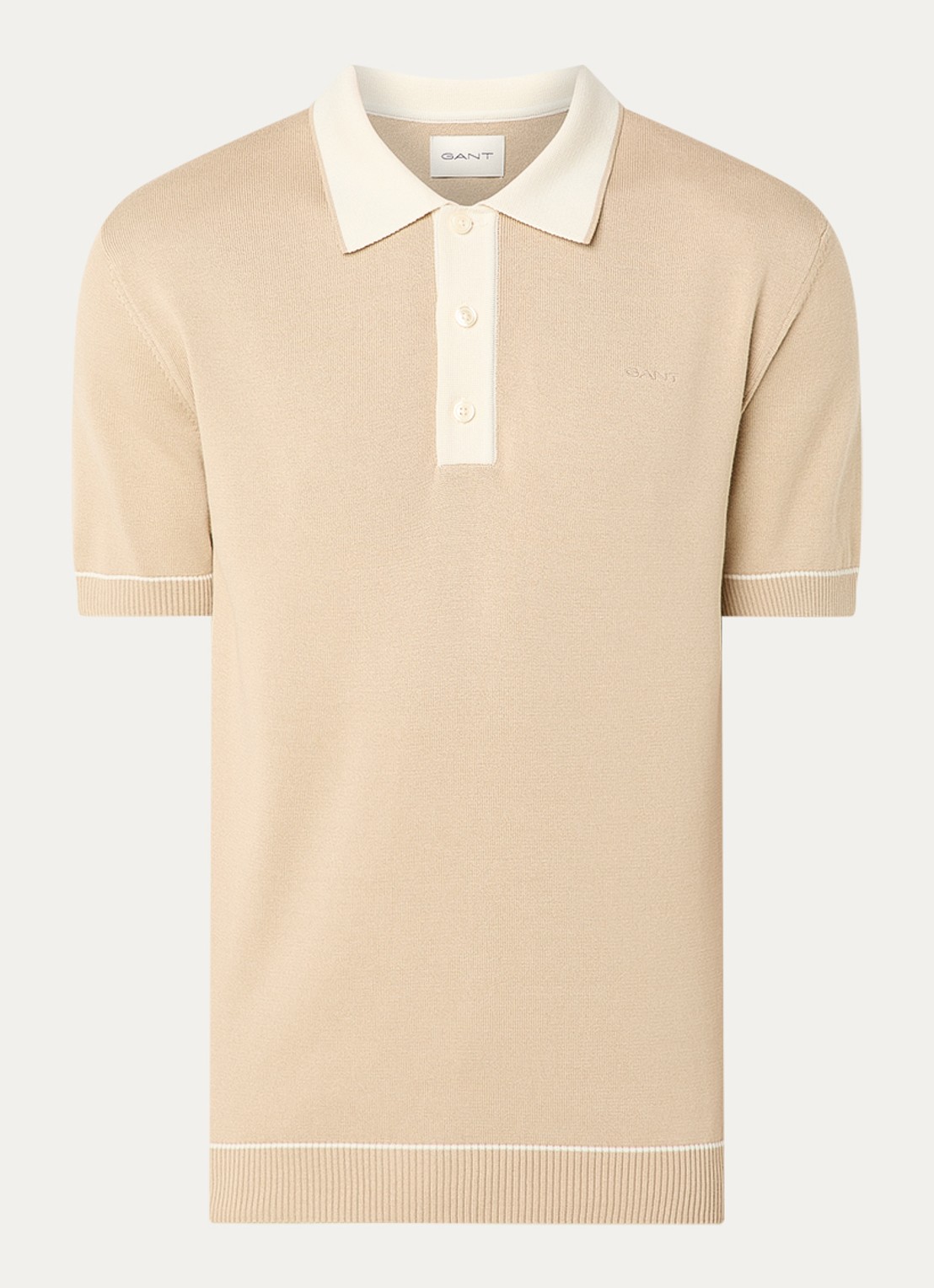 Gant Regular fit polo met logo - voorkant beige