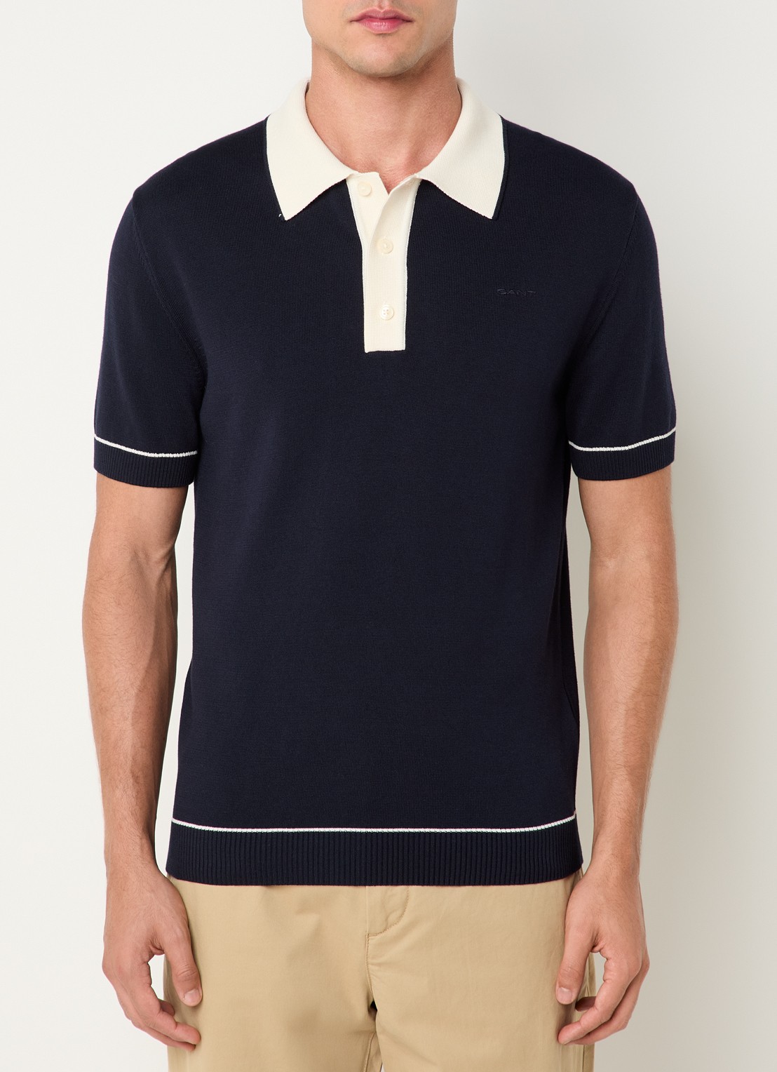 Gant Regular fit polo met logo - detail 4 donkerblauw