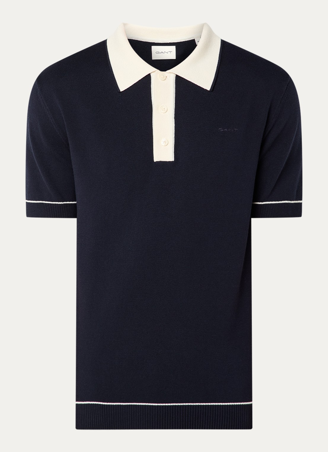 Gant Regular fit polo met logo - voorkant 2 donkerblauw