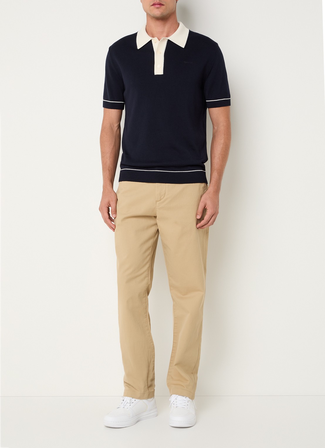 Gant Regular fit polo met logo - voorkant 3 donkerblauw