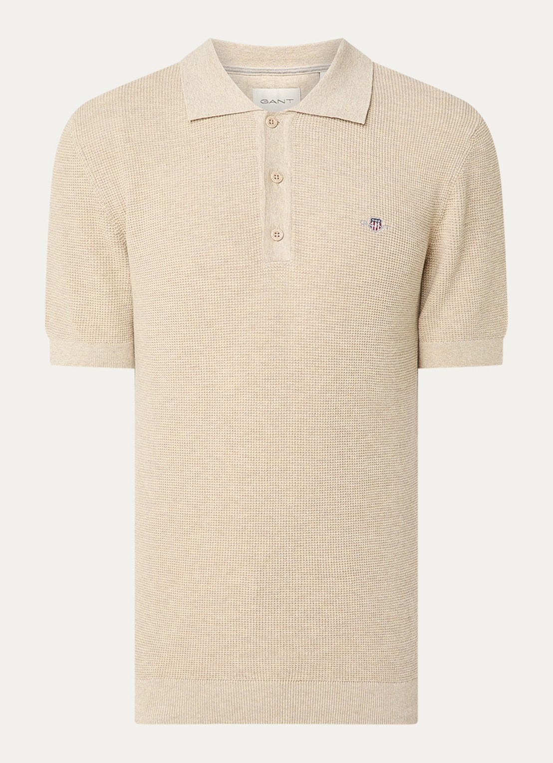 Gant Regular fit polo met logoborduring - voorkant 3 beige