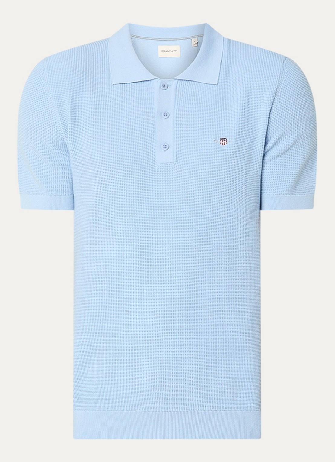 Gant Regular fit polo met logoborduring - voorkant lichtblauw