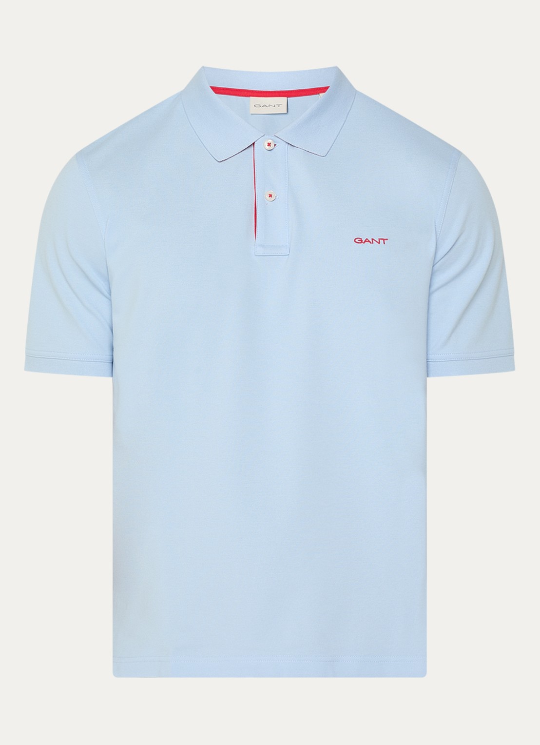 Gant Regular fit polo met logoborduring - voorkant 2 lichtblauw