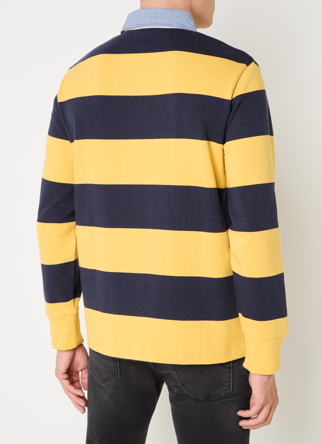 Gant Regular fit polo met streepprint en logo - achterkant geel