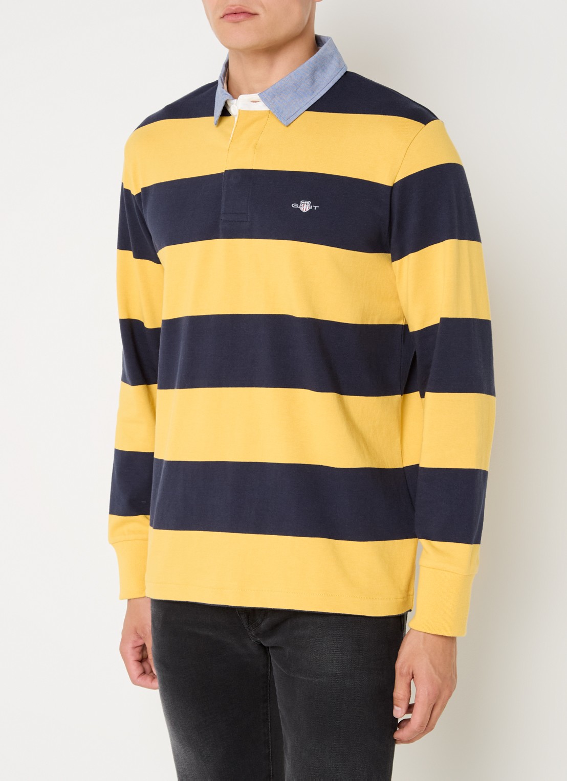 Gant Regular fit polo met streepprint en logo - detail 4 geel