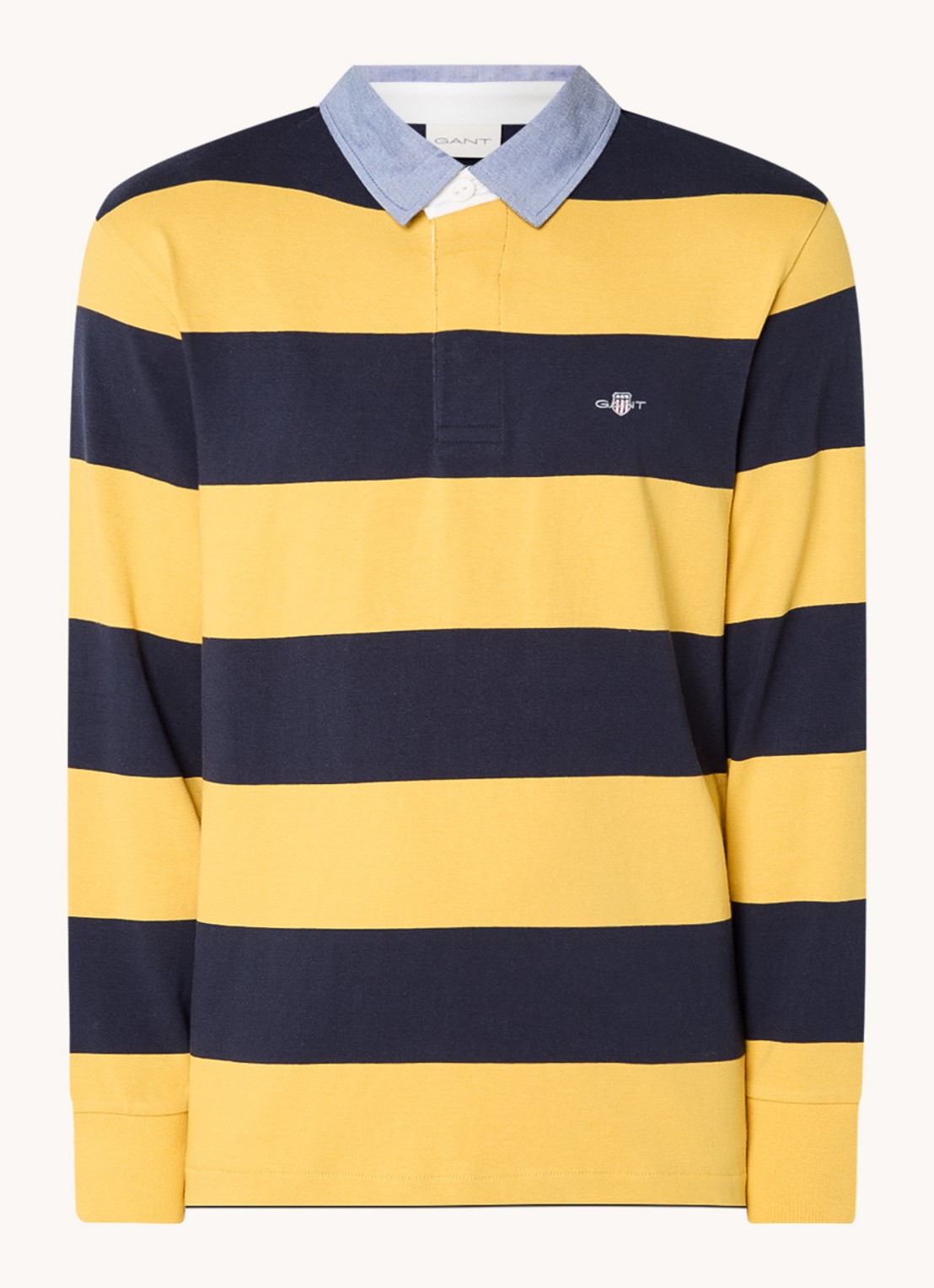 Gant Regular fit polo met streepprint en logo - voorkant 2 geel