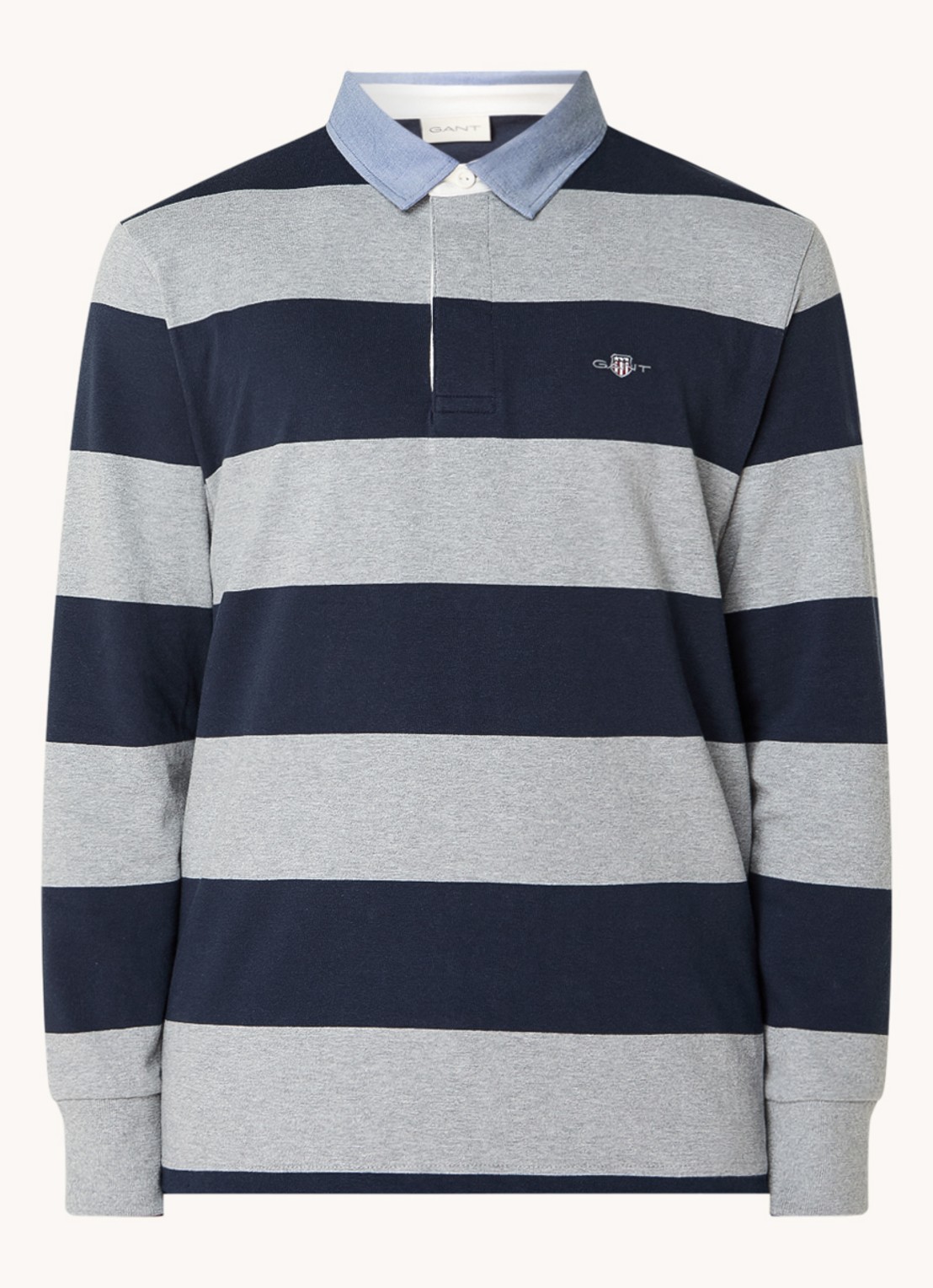 Gant Regular fit polo met streepprint en logo - voorkant grijsmele