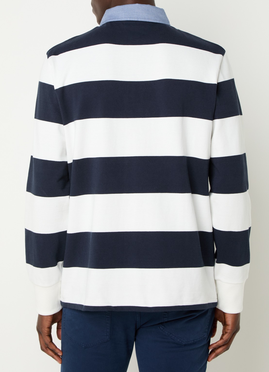Gant Regular fit polo met streepprint en logo - achterkant 3 donkerblauw