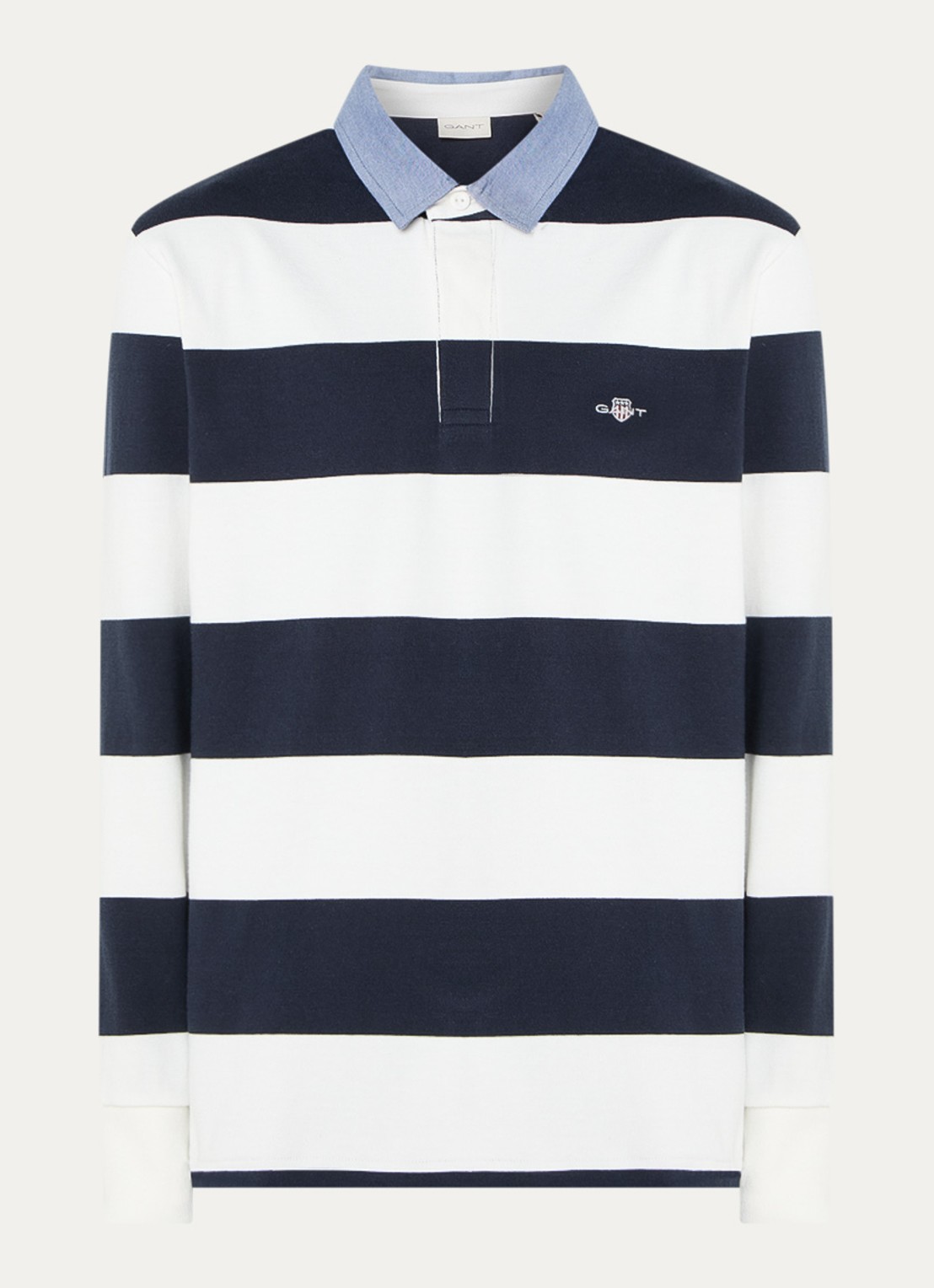 Gant Regular fit polo met streepprint en logo - voorkant donkerblauw
