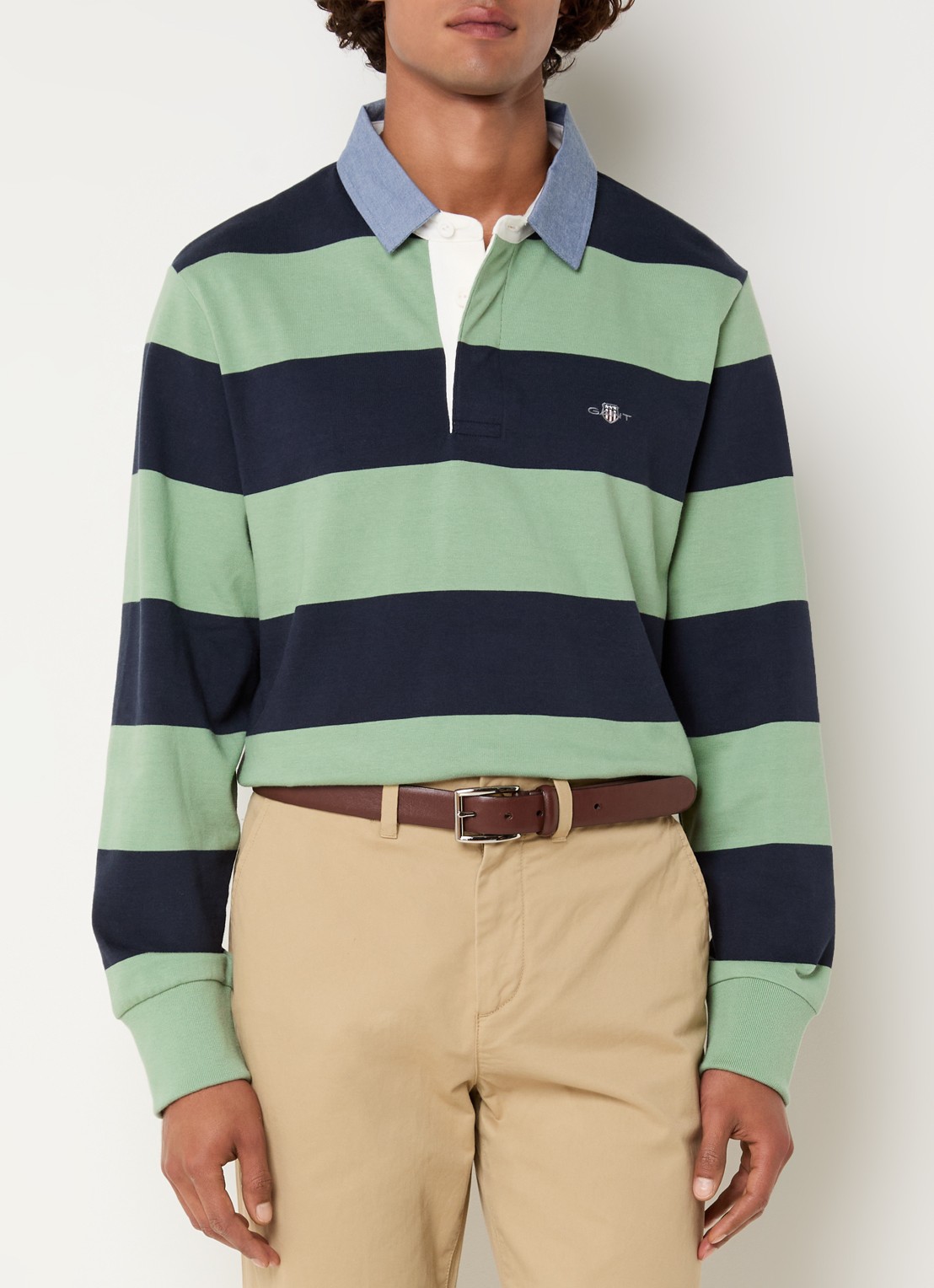 Gant Regular fit polo met streepprint en logo - detail 4 lichtgroen
