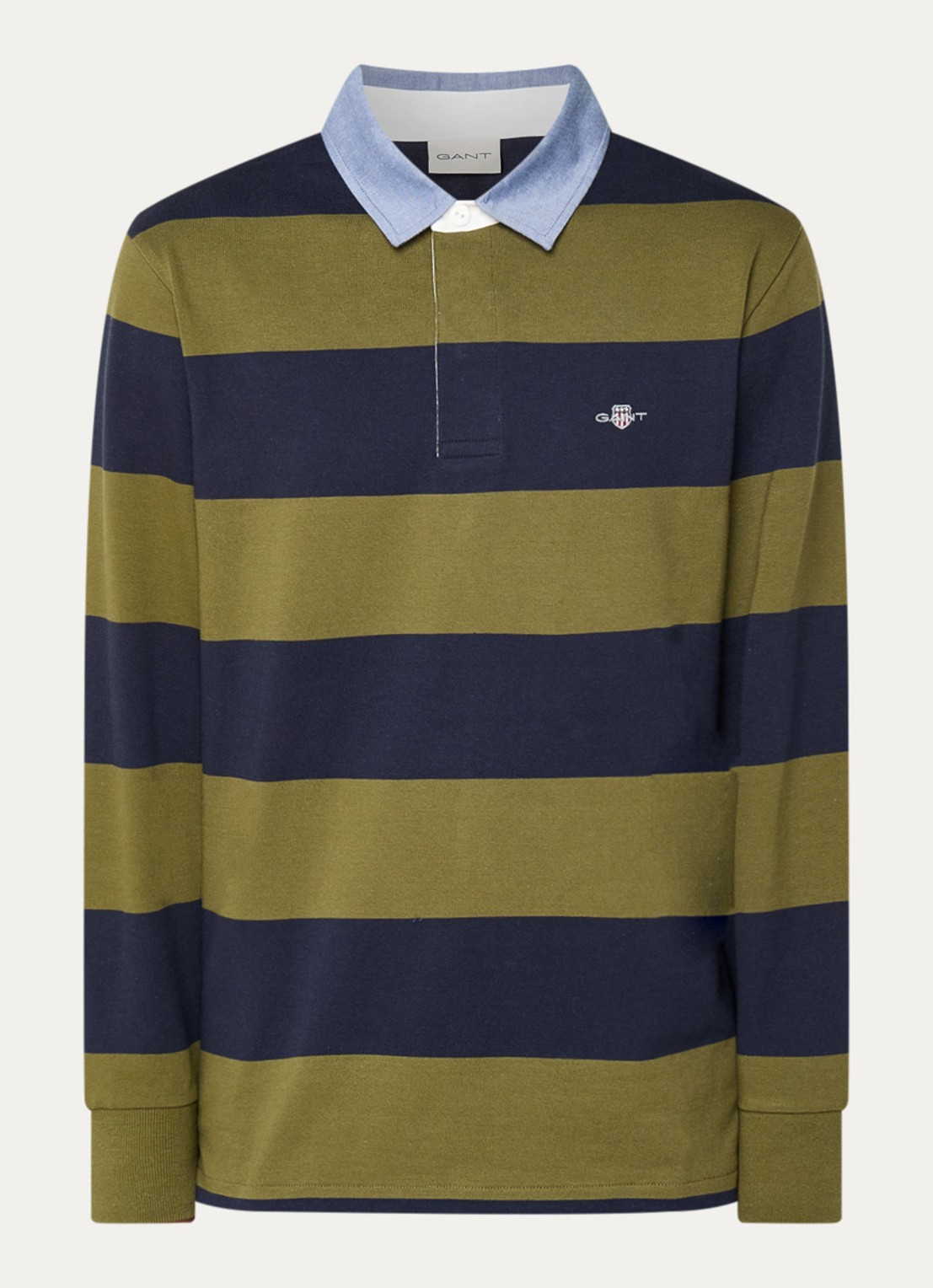 Gant Regular fit polo met streepprint en logo - voorkant 2 mosgroen