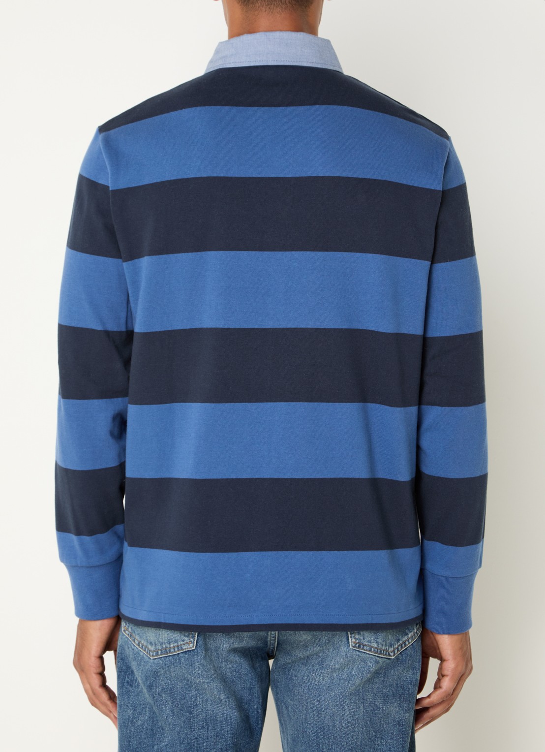 Gant Regular fit polo met streepprint en logo - achterkant 4 blauw