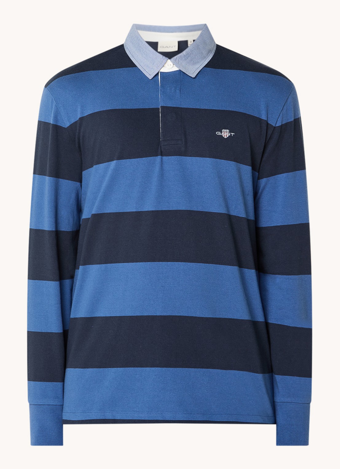 Gant Regular fit polo met streepprint en logo - voorkant 2 blauw