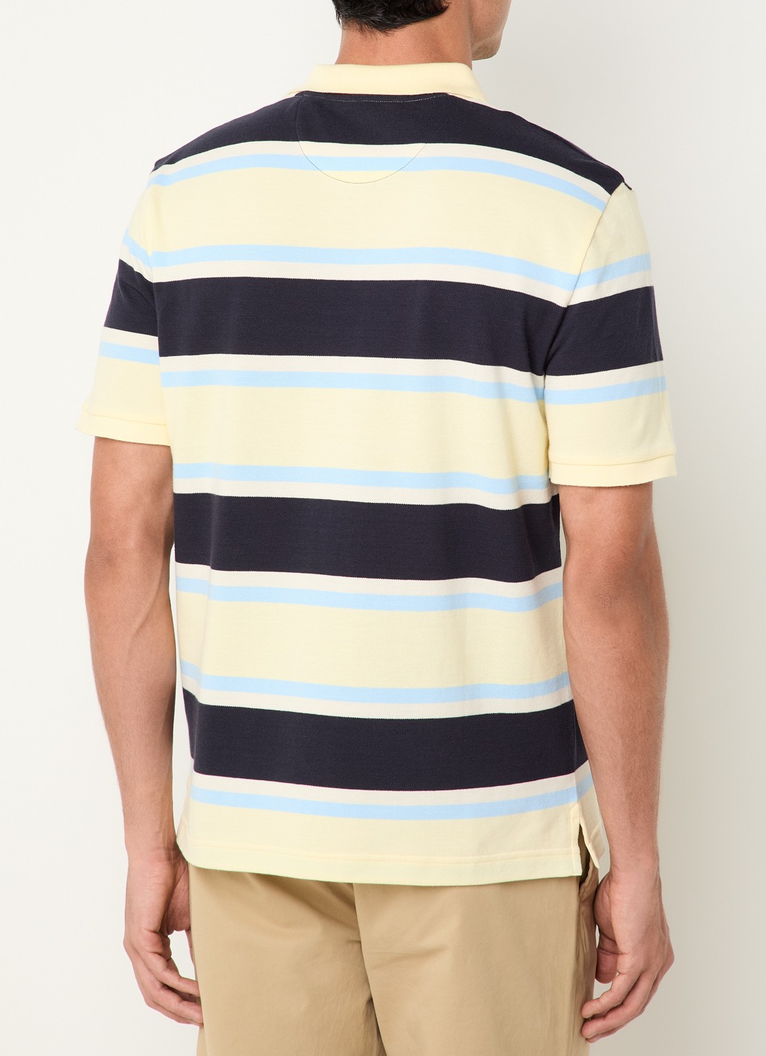 Gant Regular fit polo met streepprint en logoborduring - achterkant 3 vanillegeel