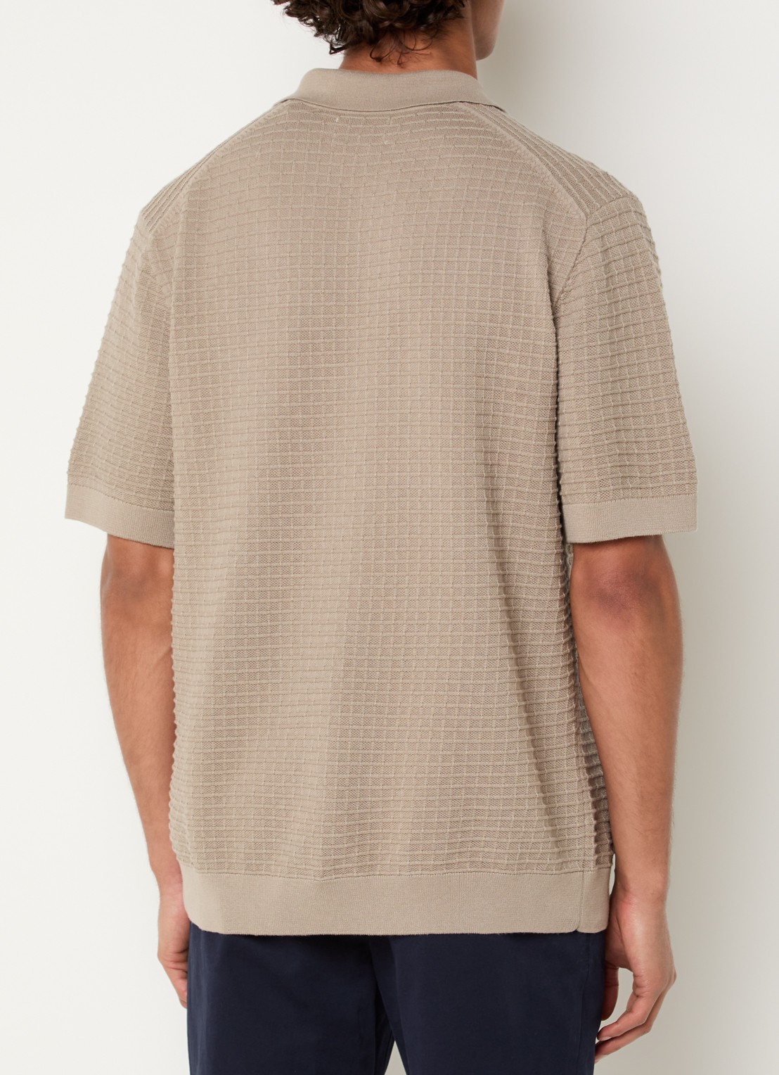 Gant Regular fit polo met structuur - achterkant 3 donkerbeige